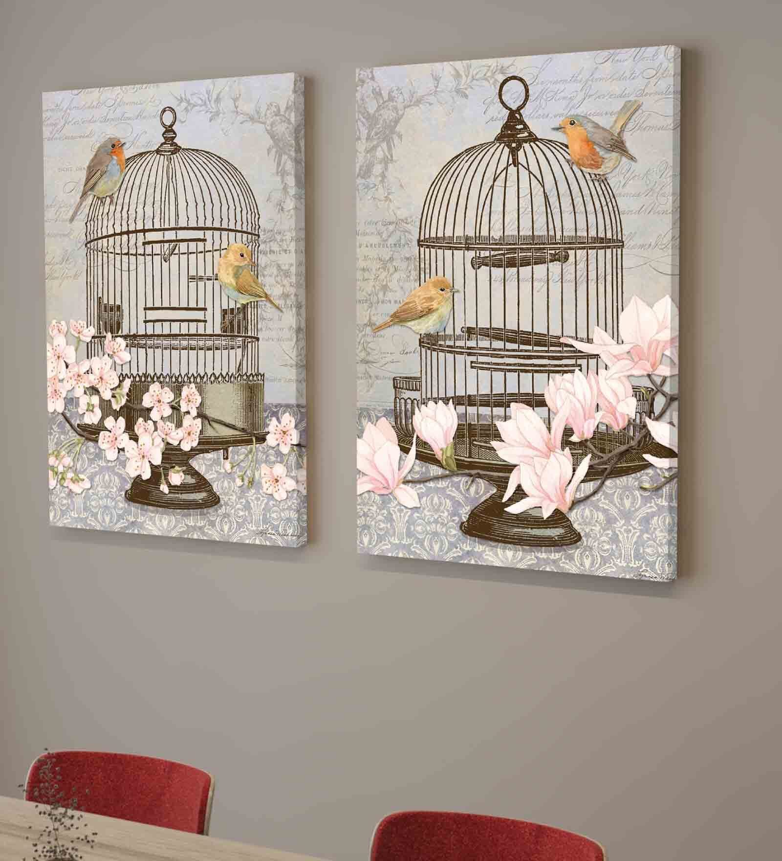 Floral Multicolour Engineered Wood (Set of 2) Art Prints
