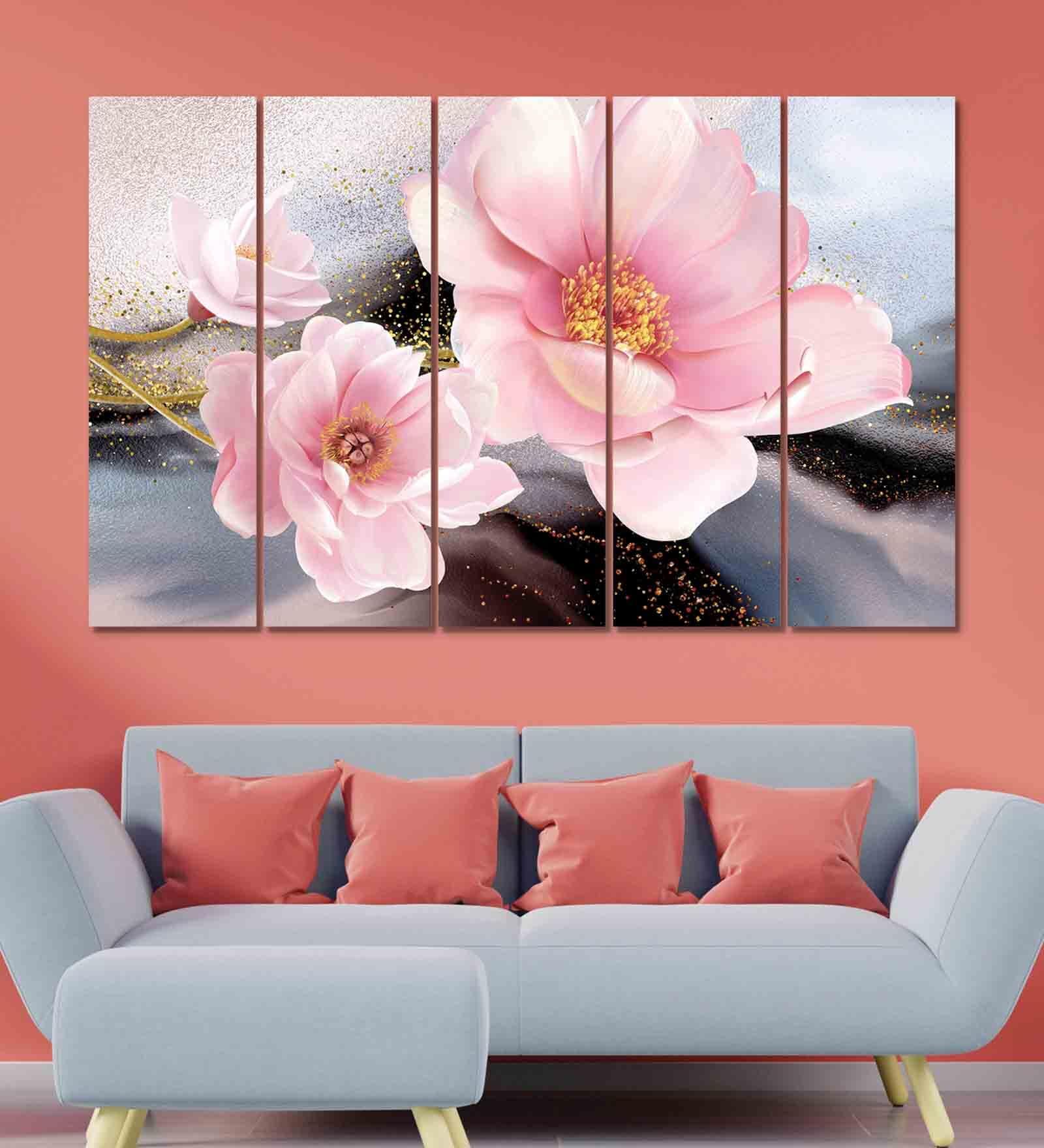 Floral Multicolour MDF (Set of 5) Art Panels
