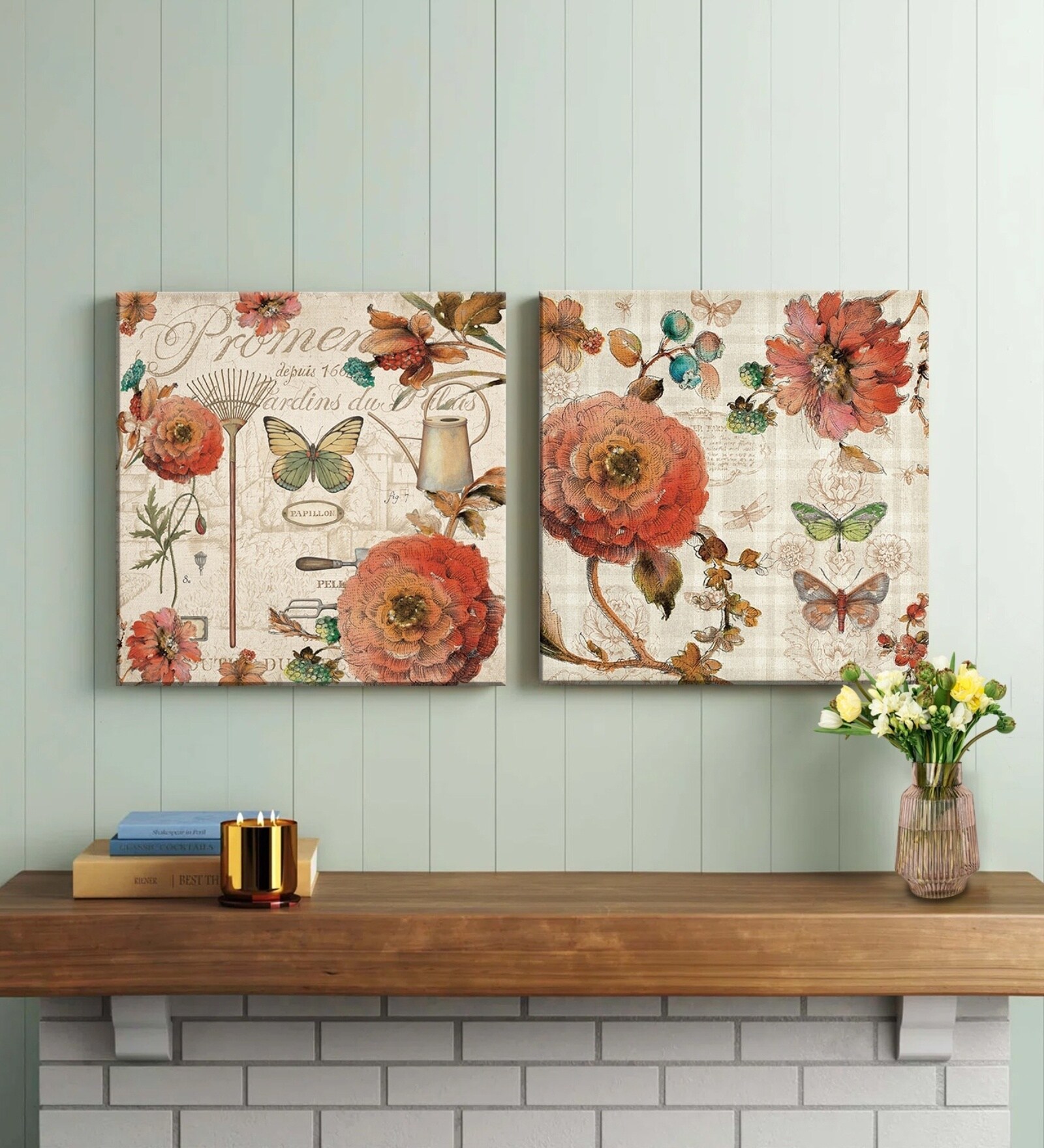 Buy Floral Multicolour Synthetic Wood Framed Canvas Wall Painting at 41