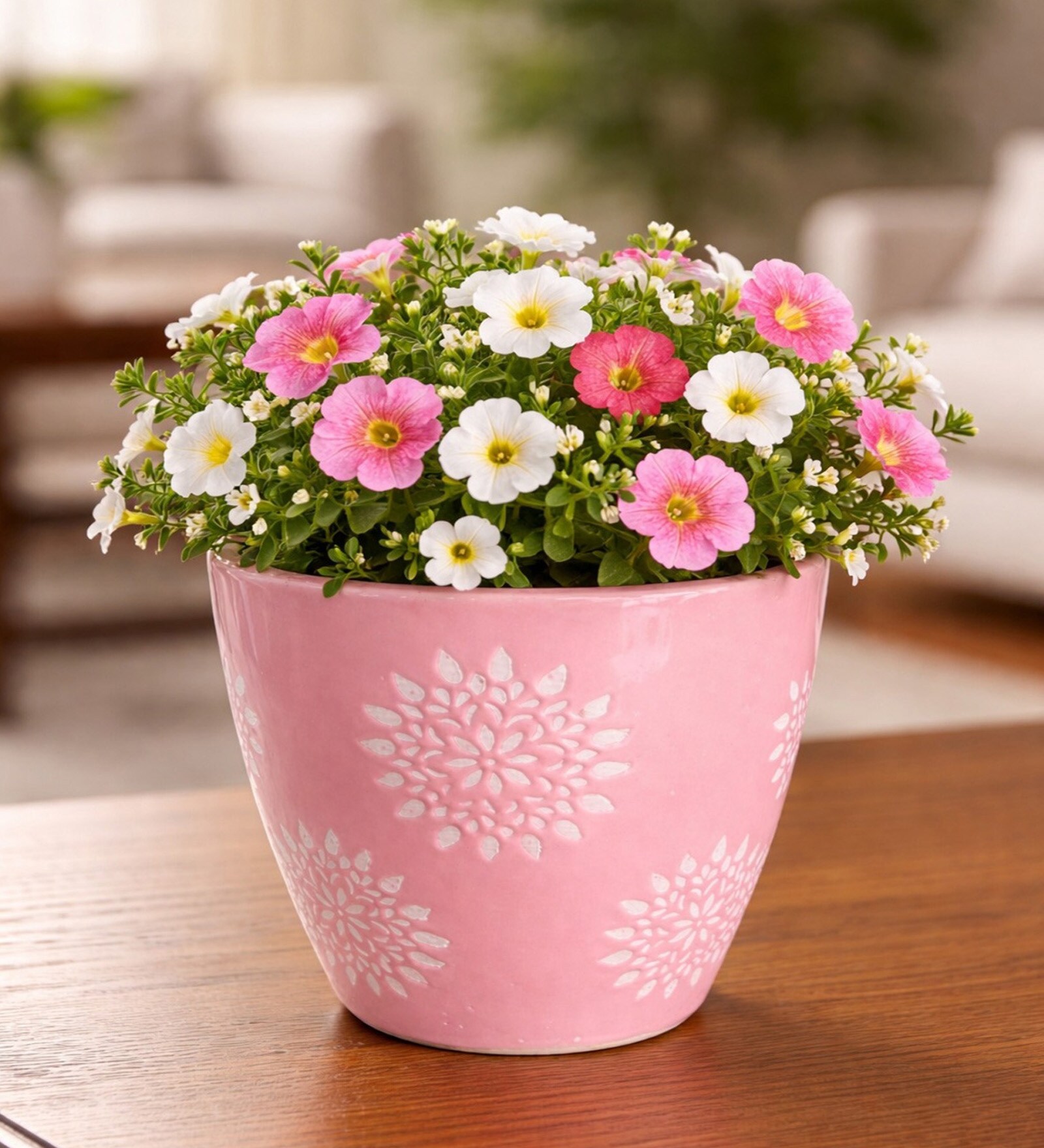Floral Print Ceramic Planter Pot
