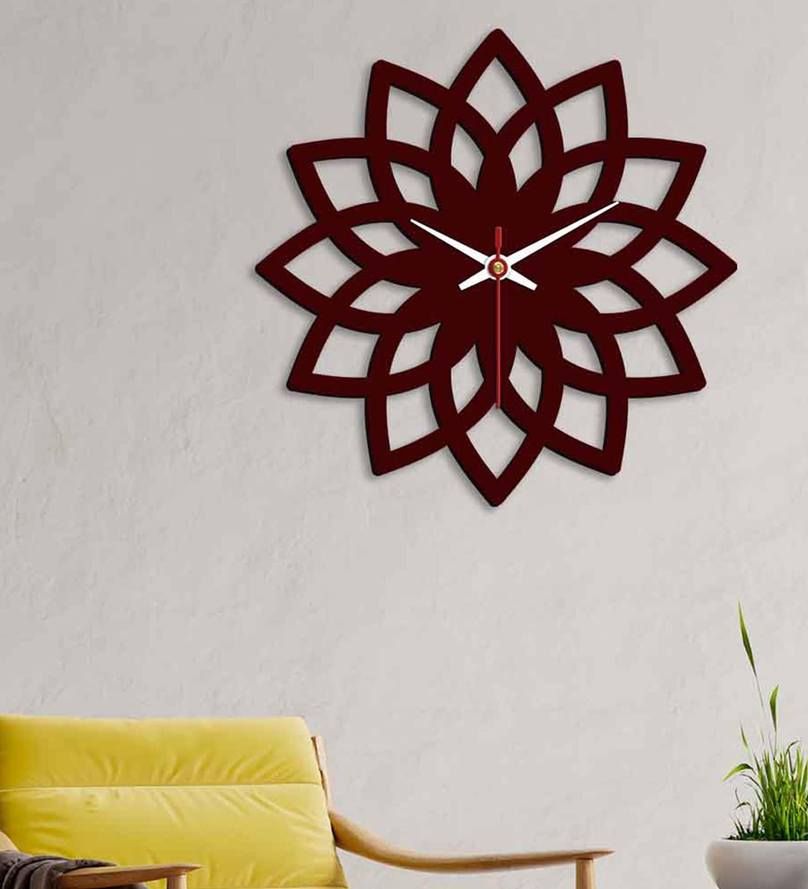 Floral Shape
Brown Wood & Mdf Wall Clock