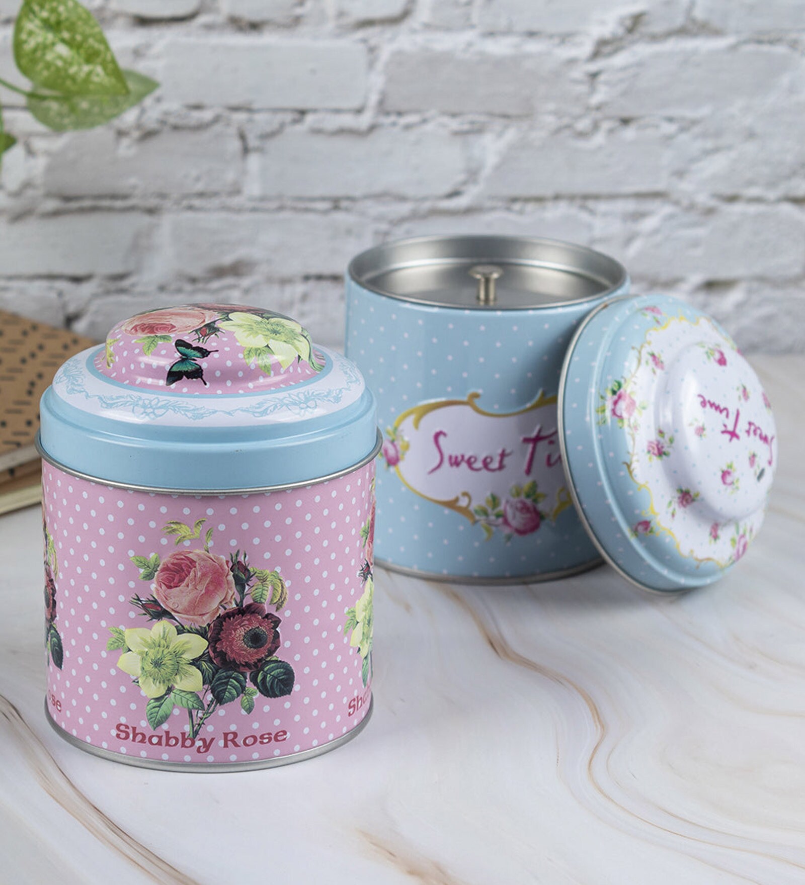 Floral Tin Storage Canisters