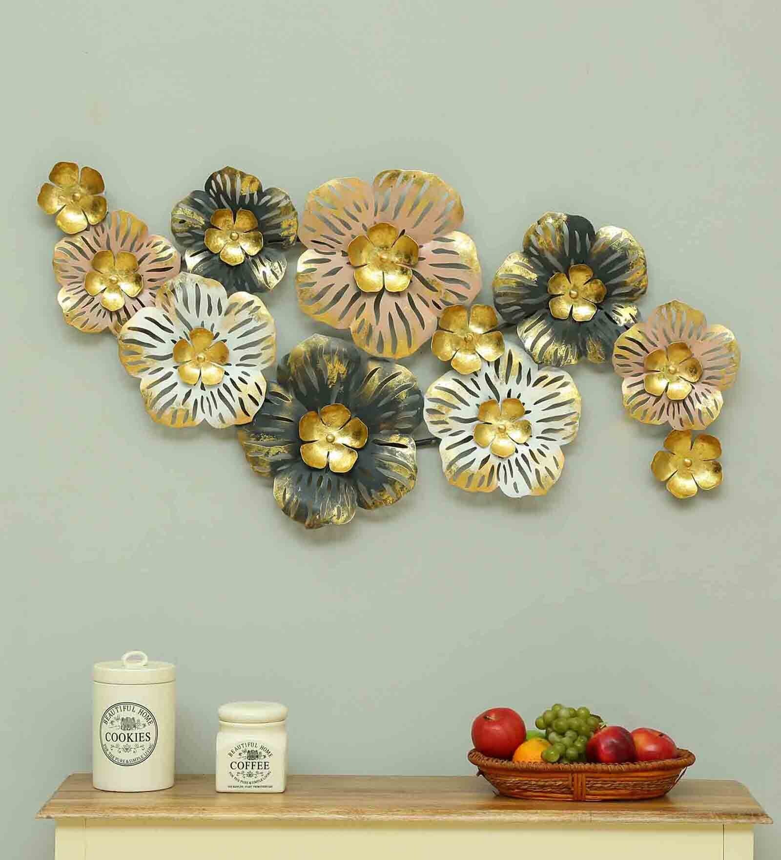 Hastakala Iron Leaf Wall Art In Multicolour