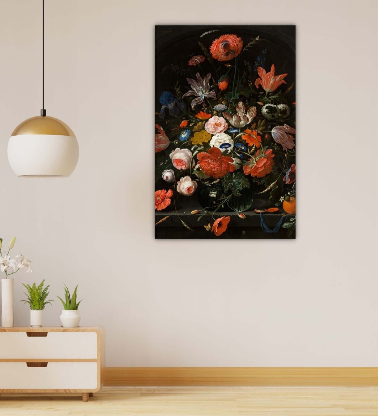 Artistes Red Wood Framed Floral Art Print