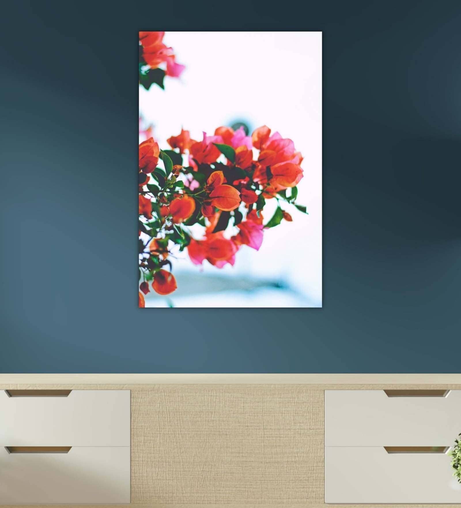 Floral Orange Wood Framed Floral Art Print
