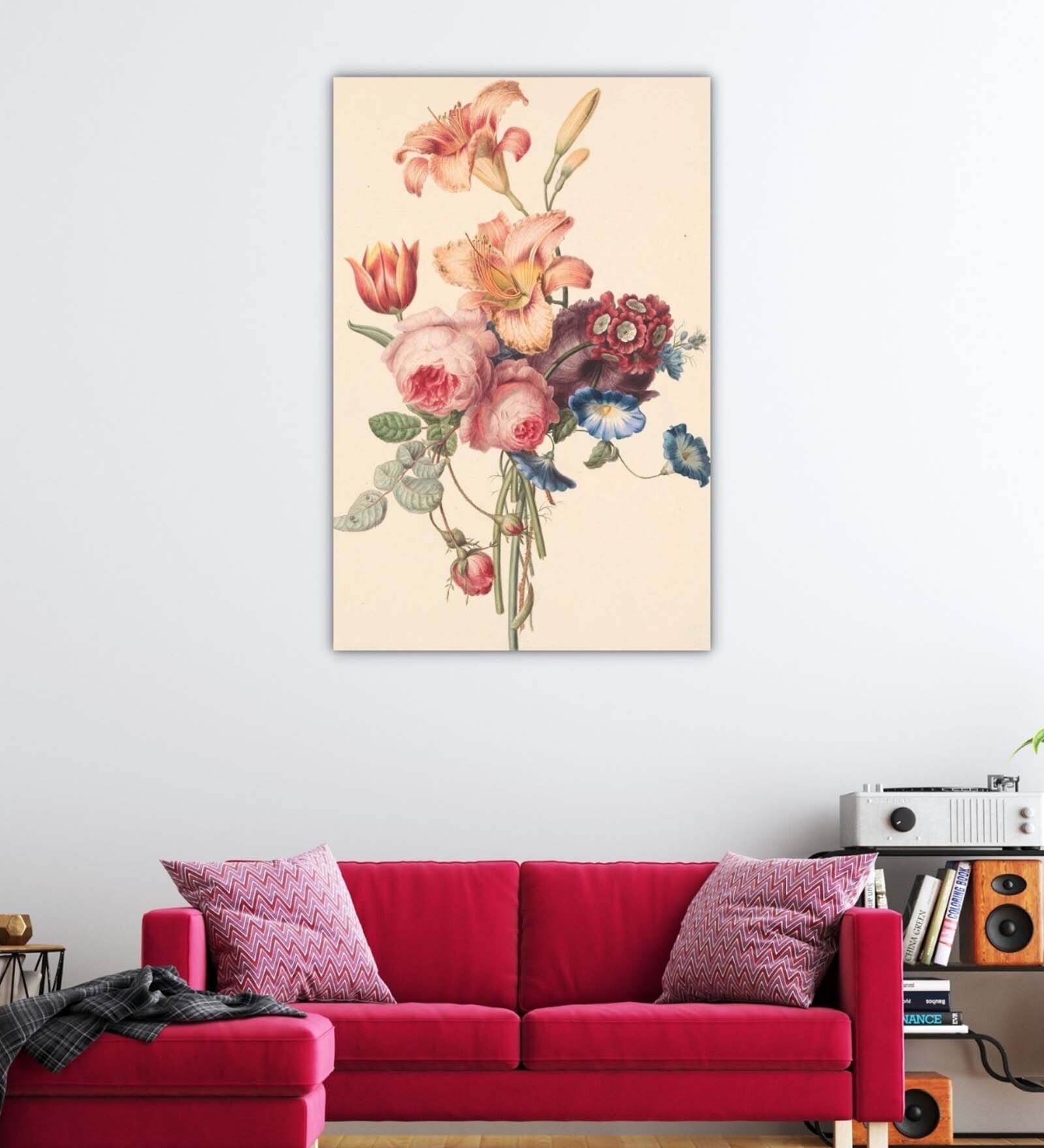 Graphic Fine Pink Wood Framed Floral Art Print