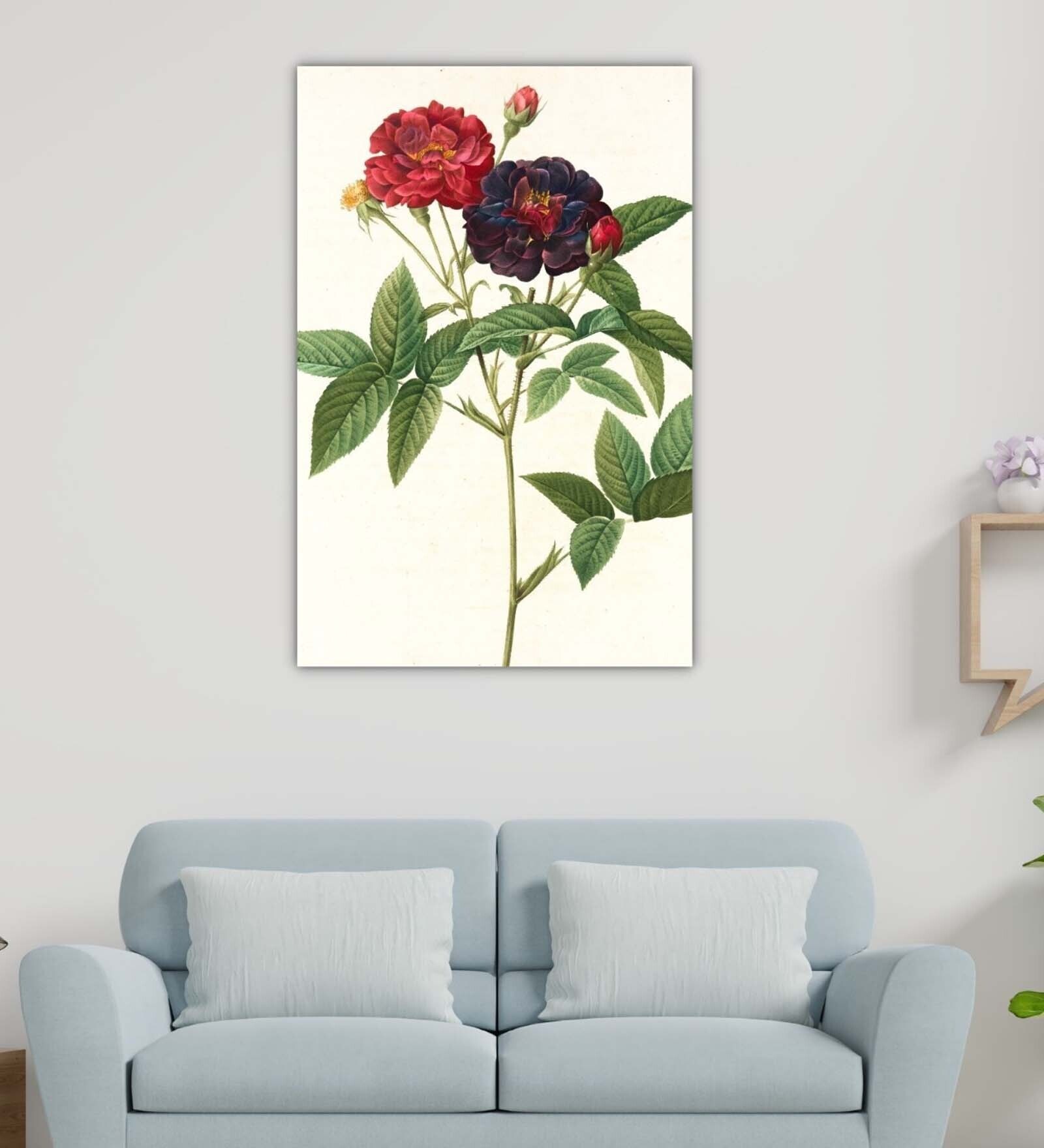 Floral Red Wood Framed Floral Art Print