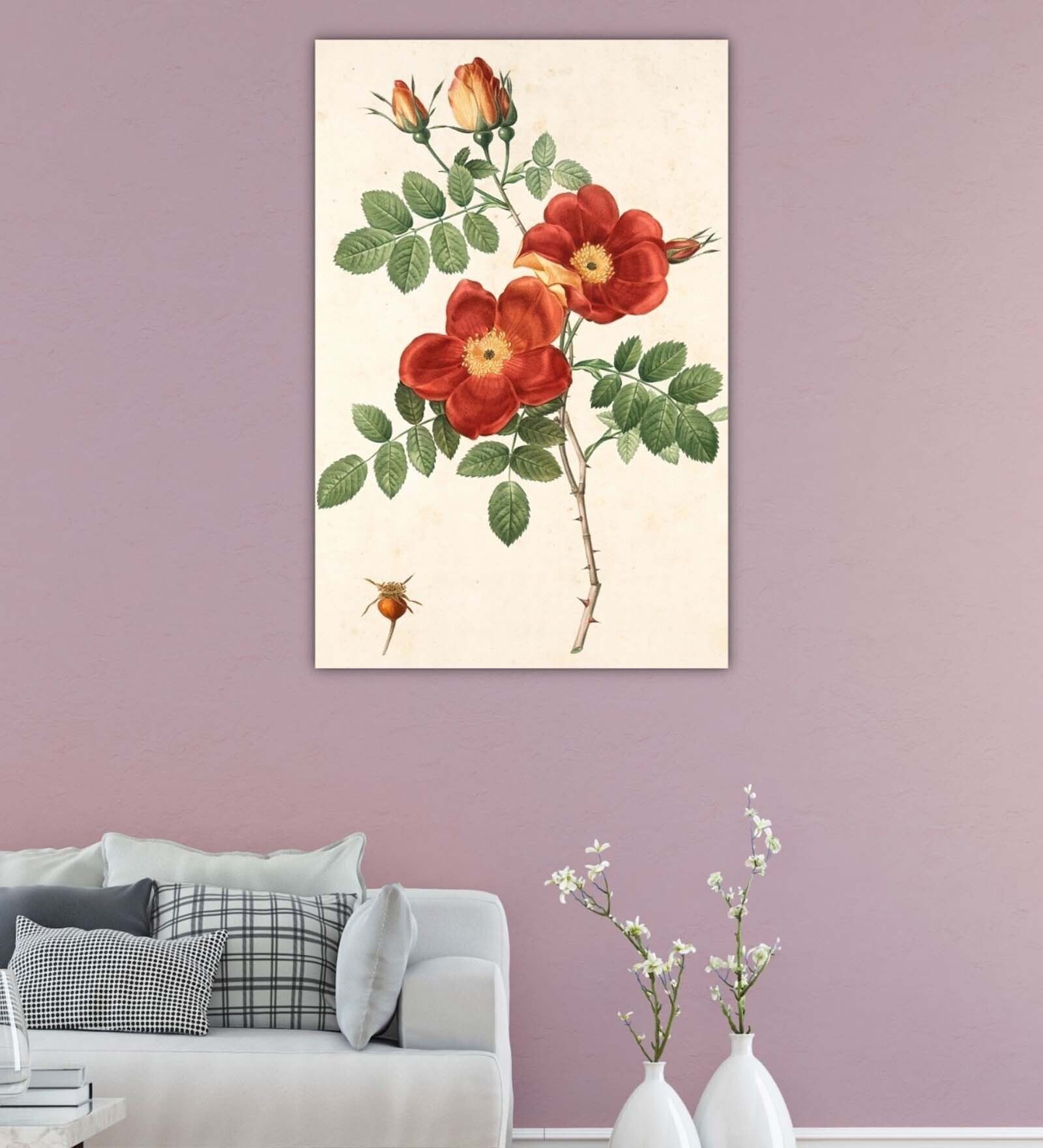 Floral Agnes Red Wood Framed Floral Art Print