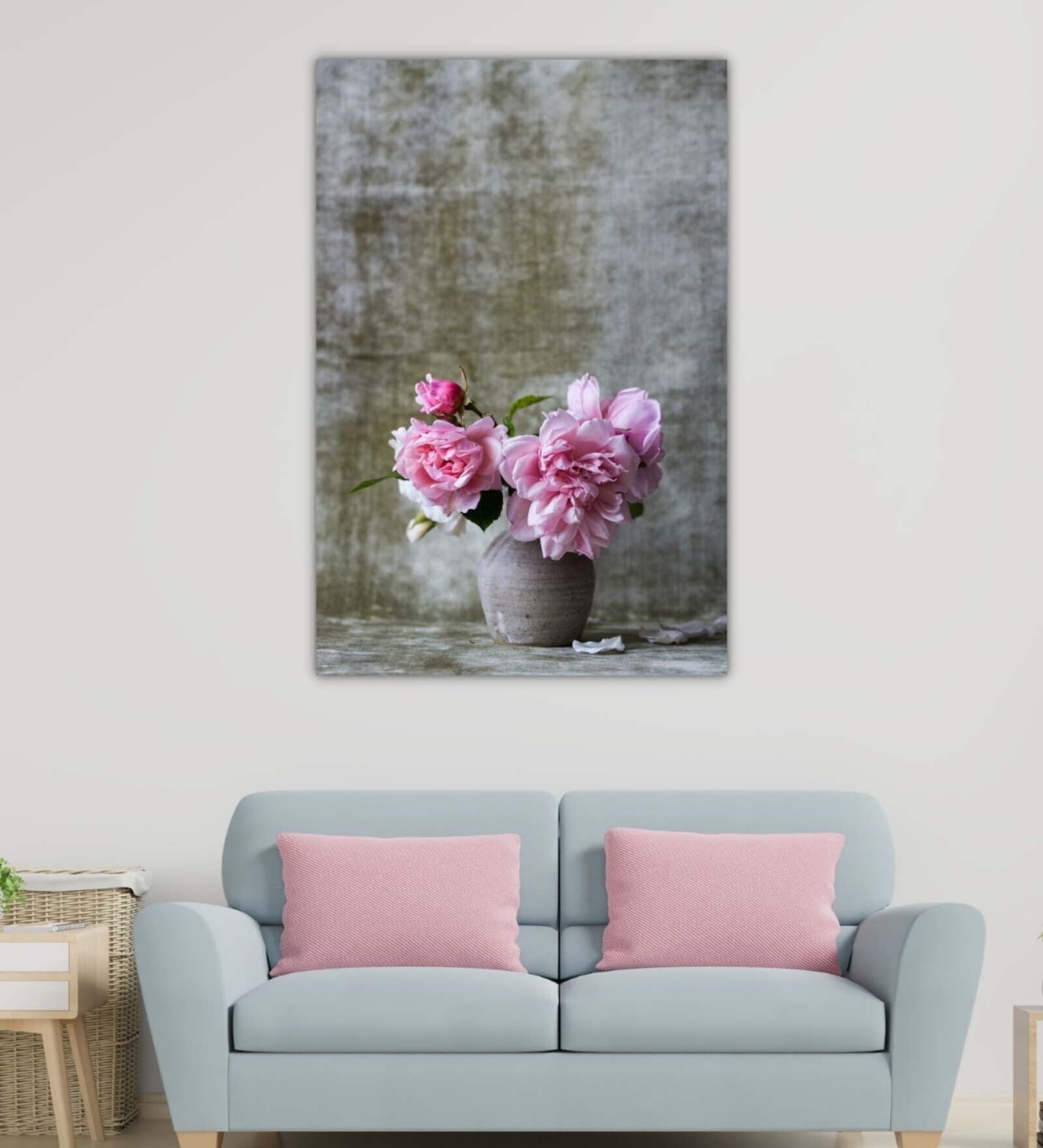 Conceptual Aesthetic Pink Wood Framed Floral Art Print