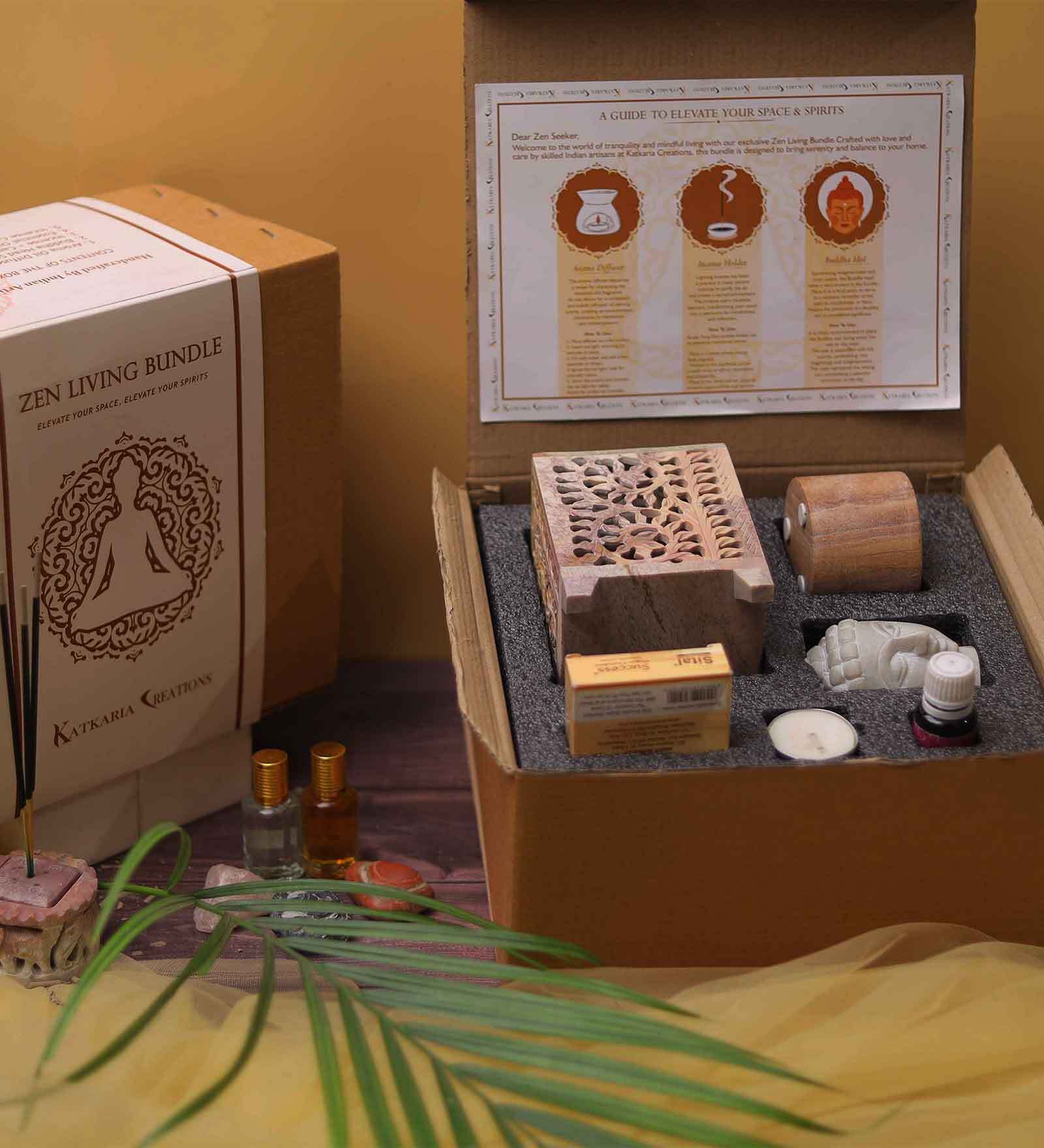Floral Zen Bundle Beige Soapstone Gift Box
