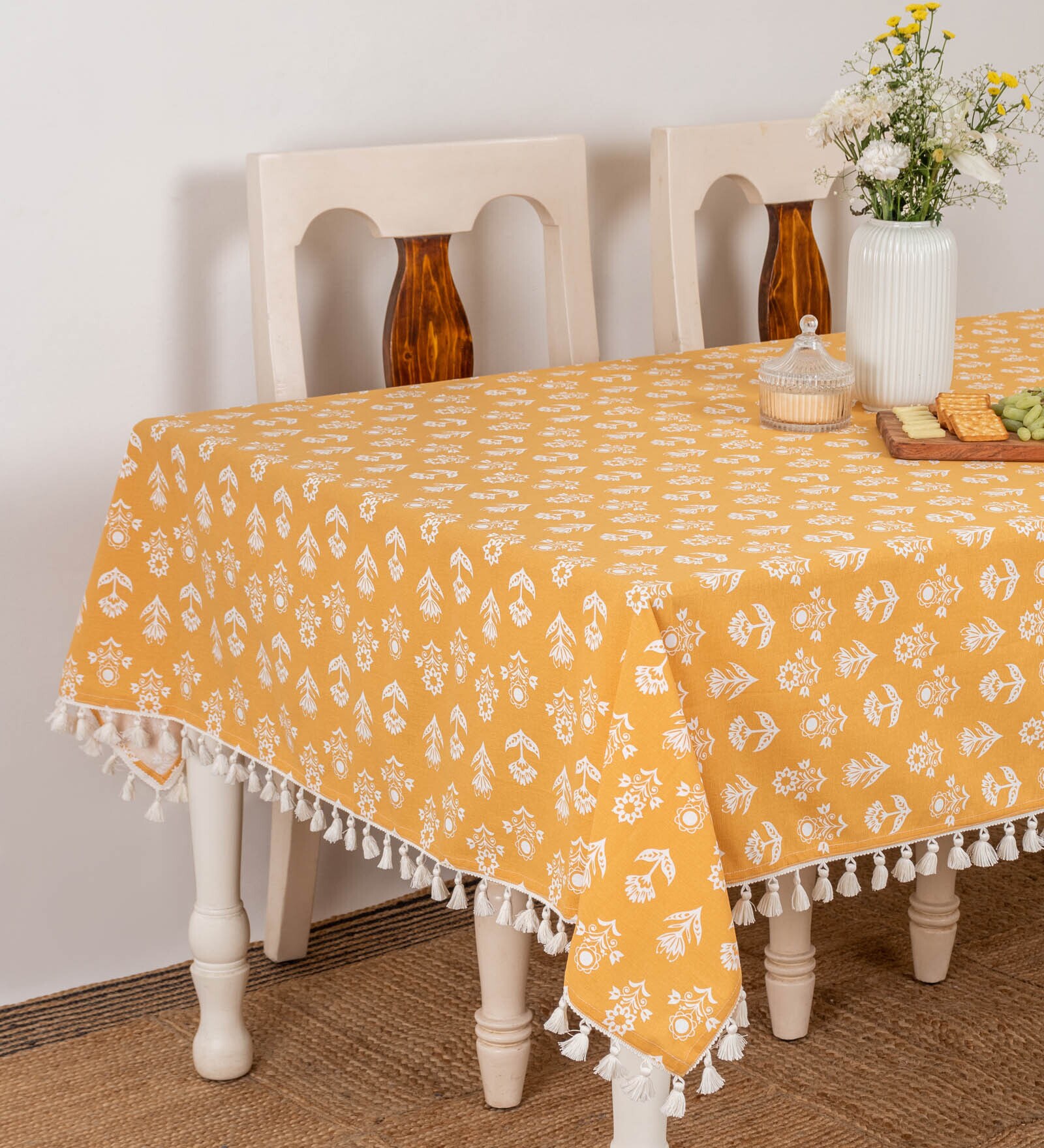 Florals Mustard (78x60) Cotton Table Cloth