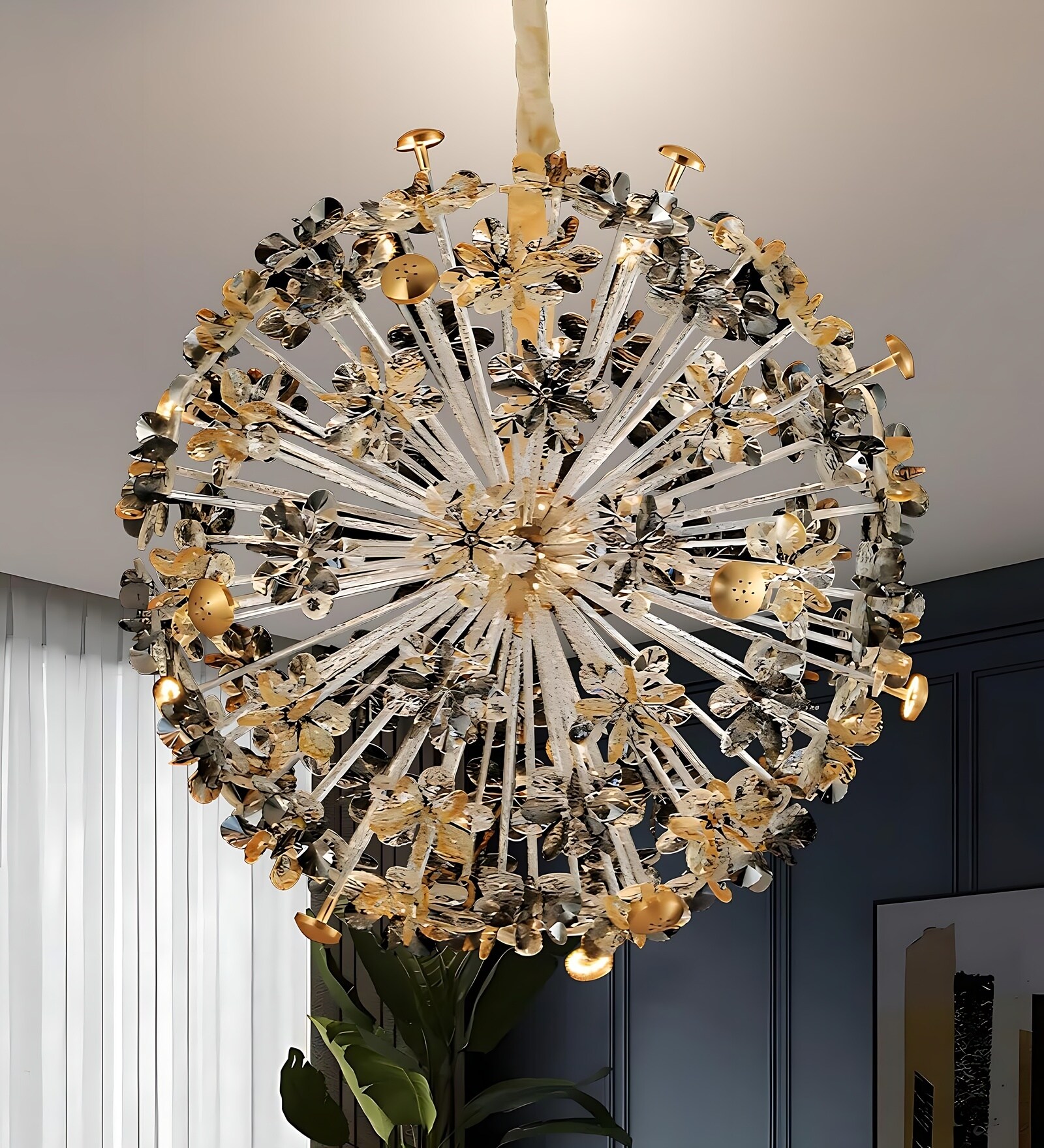 FloraLume Smart Voice LED Chandelier Light | Floral-Inspired Modern Ceiling Fixture with Voice Control | Elegant Lighting for Living Room & Bedroom