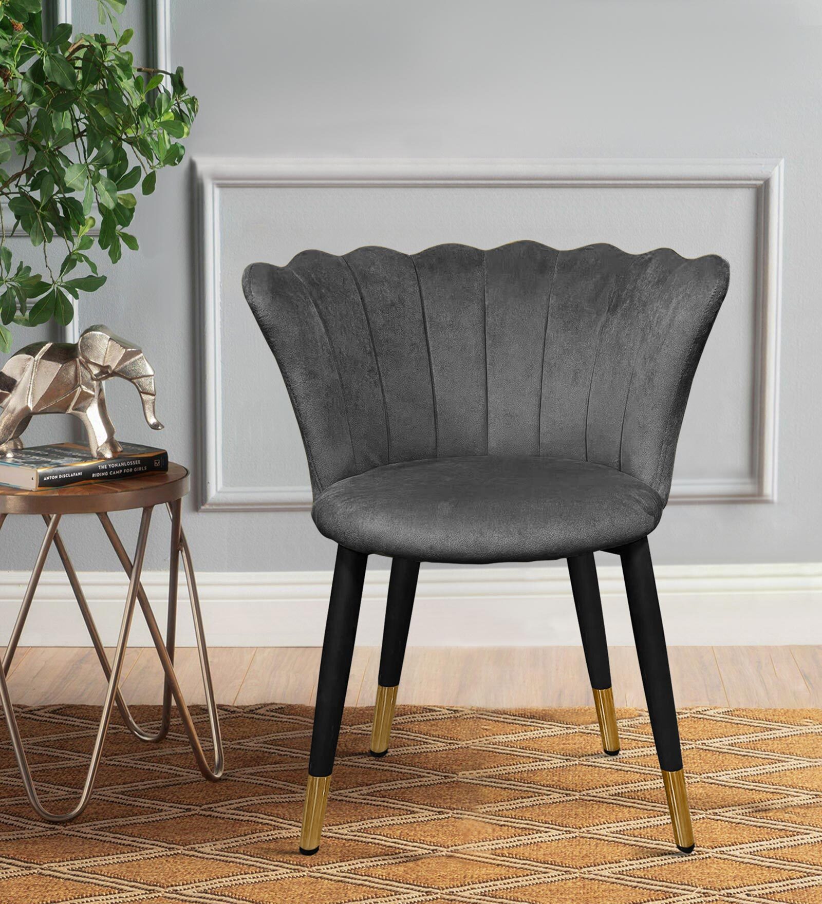 Florence Barrel Chair Fabric Dining Chair In Grey Colour