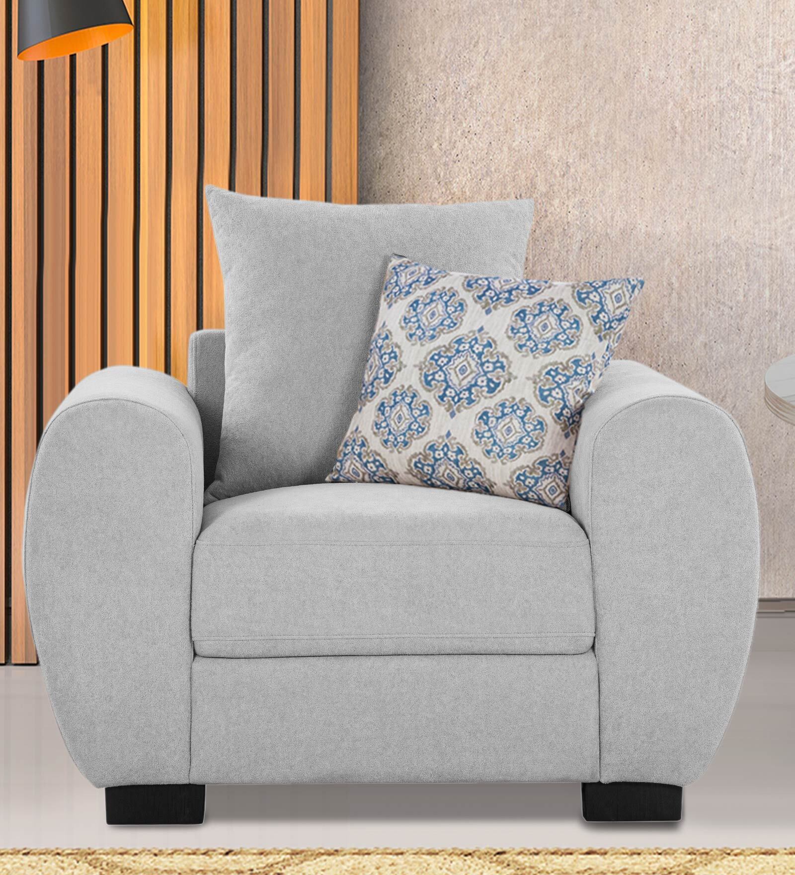 Florence Fabric 1 Seater Sofa in Light Grey Colour