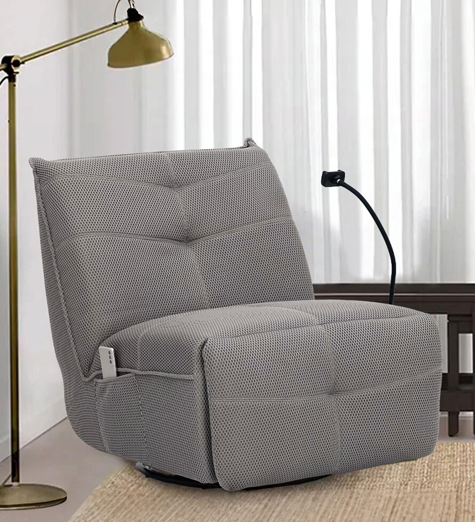 Florence 1 Seater Motorized Recliner with Rocker, Mobile Holder and USB Port