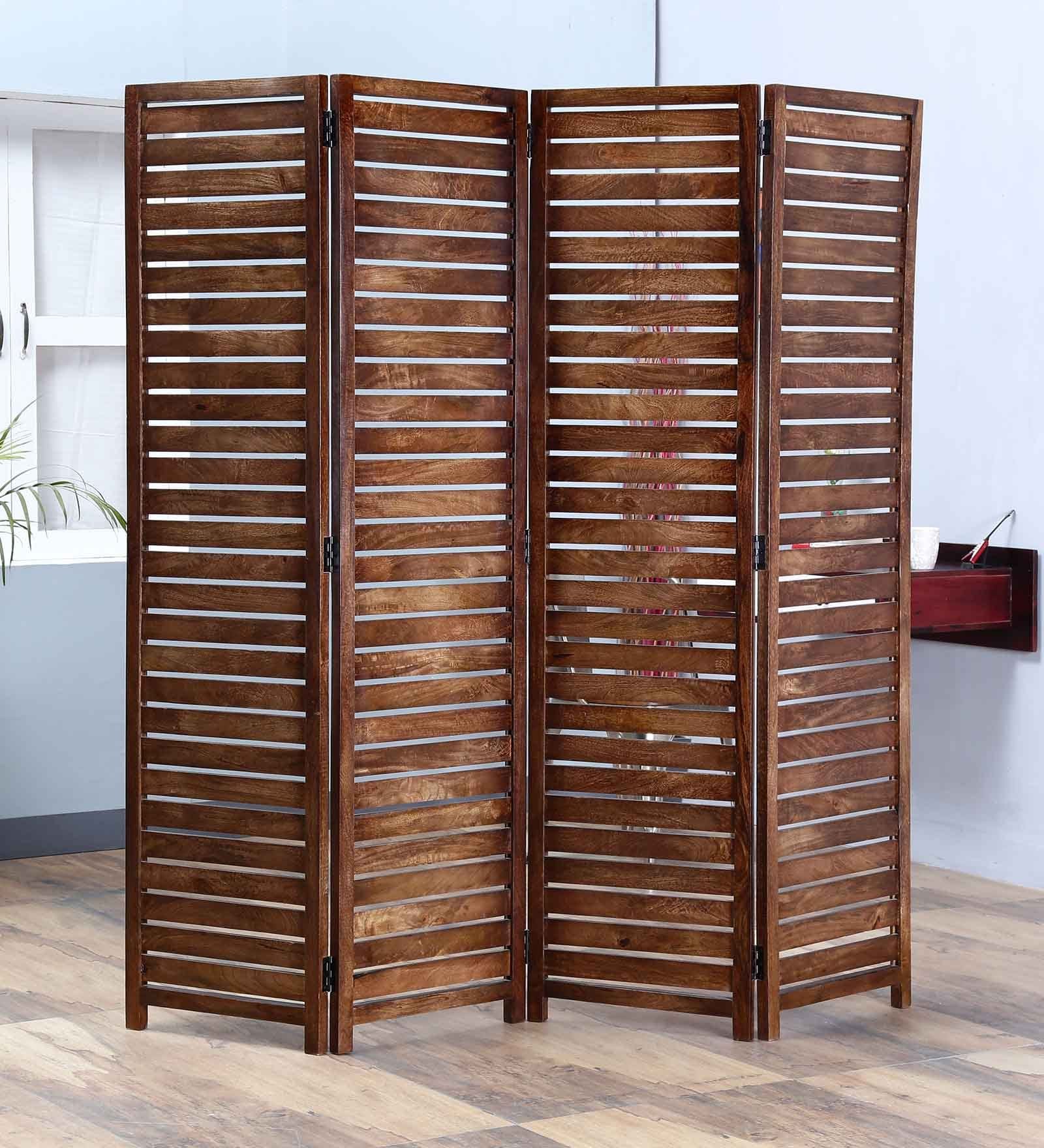 Buy Solid Wood Room Divider In Brown Colour By Satyam International At