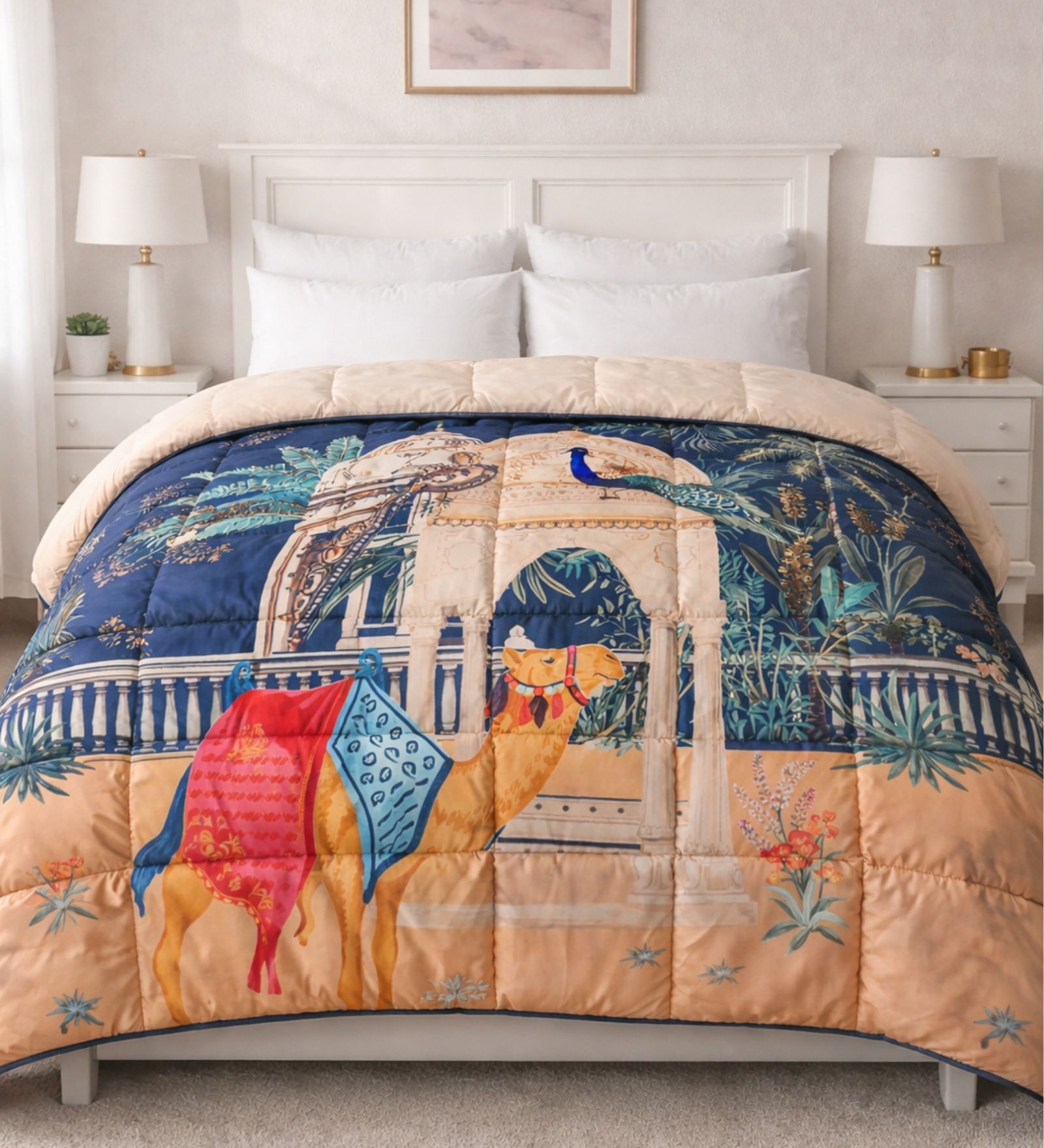 Grey Digital Goose Down Filling Reversible 230 GSM Double Bed AC Comforter
