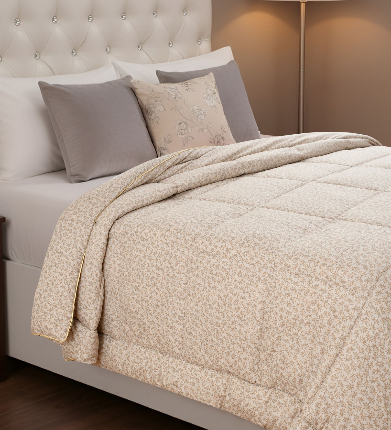 Camel Goose Down Filling 230 GSM Double Bed AC Comforter With Minimal Print