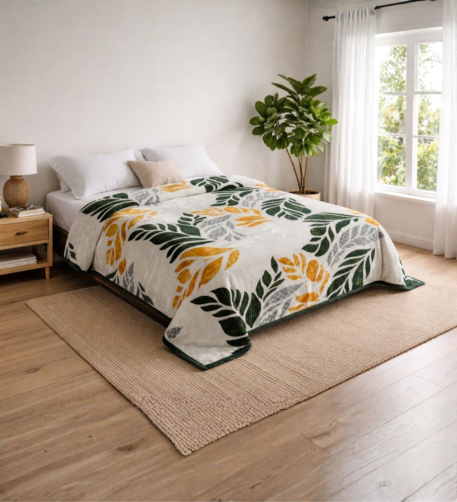 Grey Double Printed Flannel 230 GSM AC Blanket