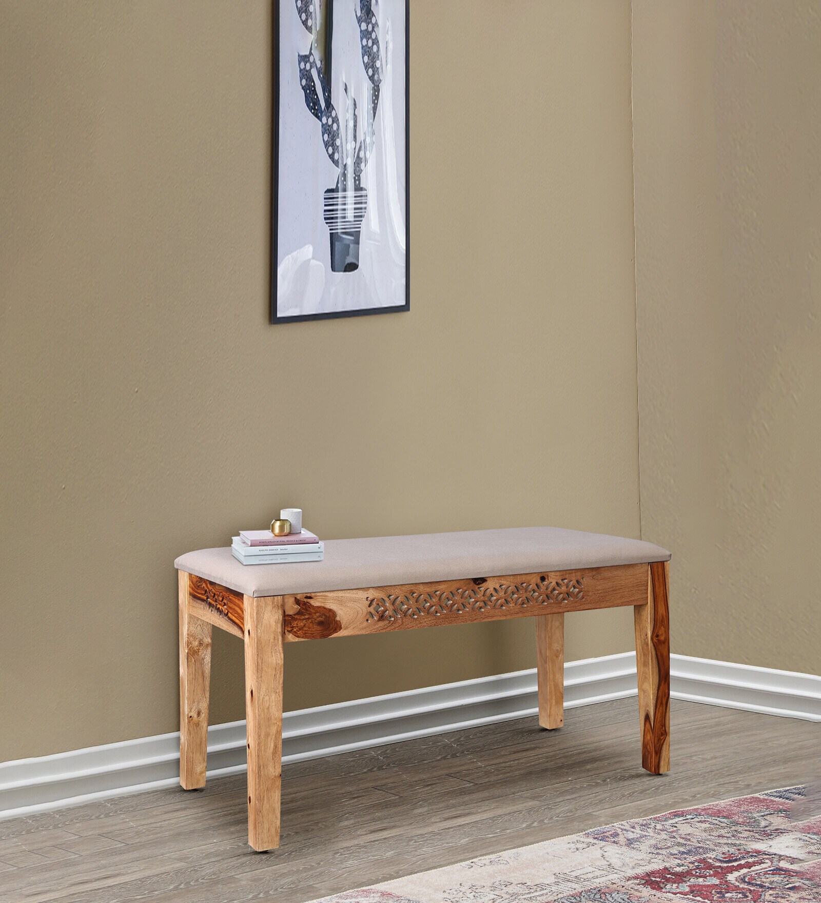 Floris Solid Wood Bench in Teak Colour