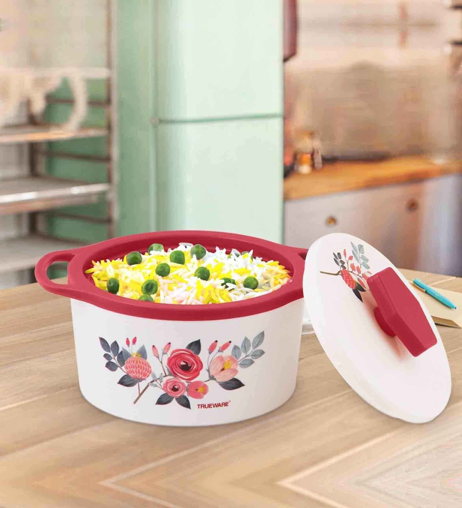 Florra Red 1000ML Plastic & Steel Thermoware Casserole