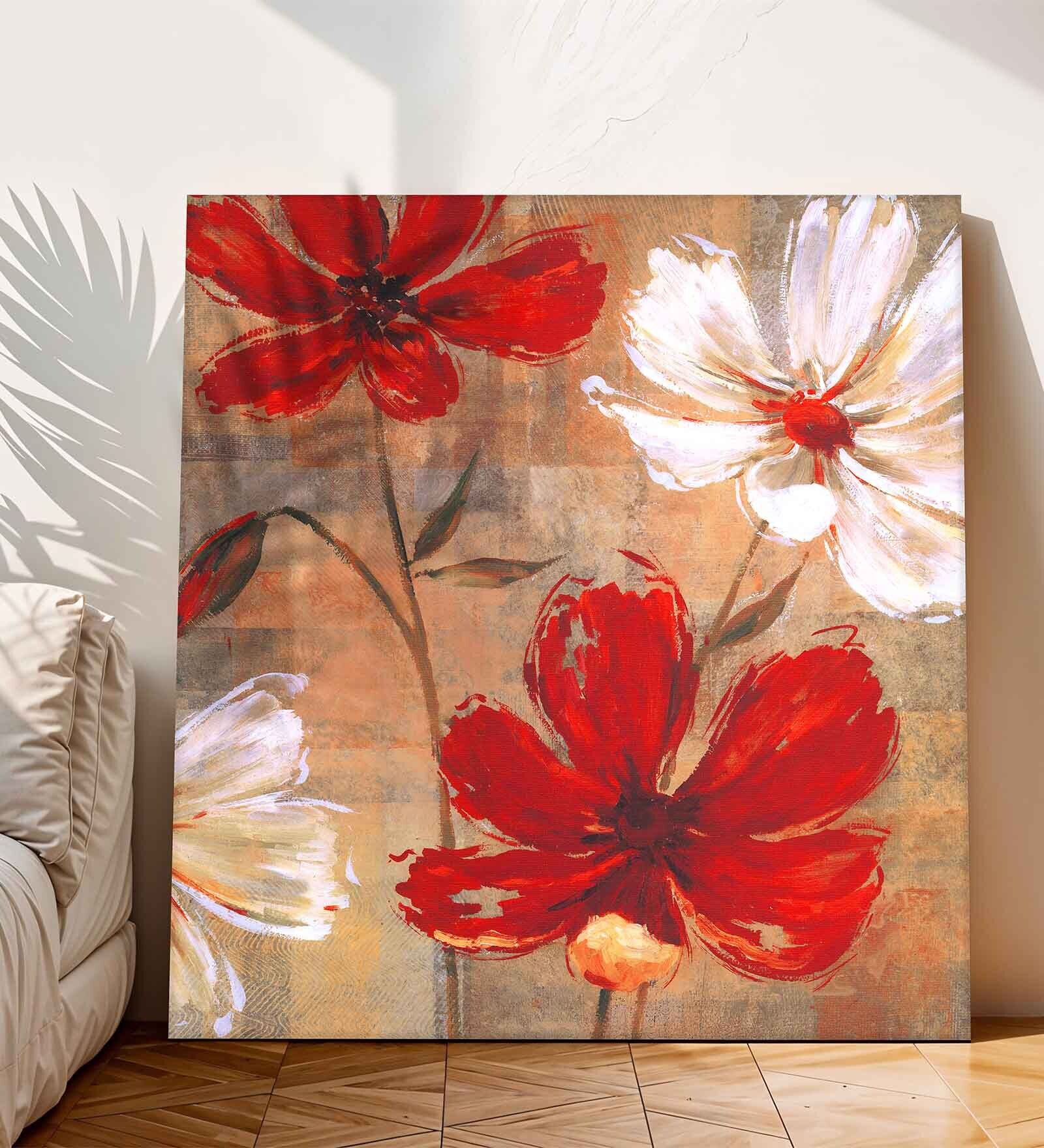 22 Inches Flower Canvas Stretched Wall Art Painting