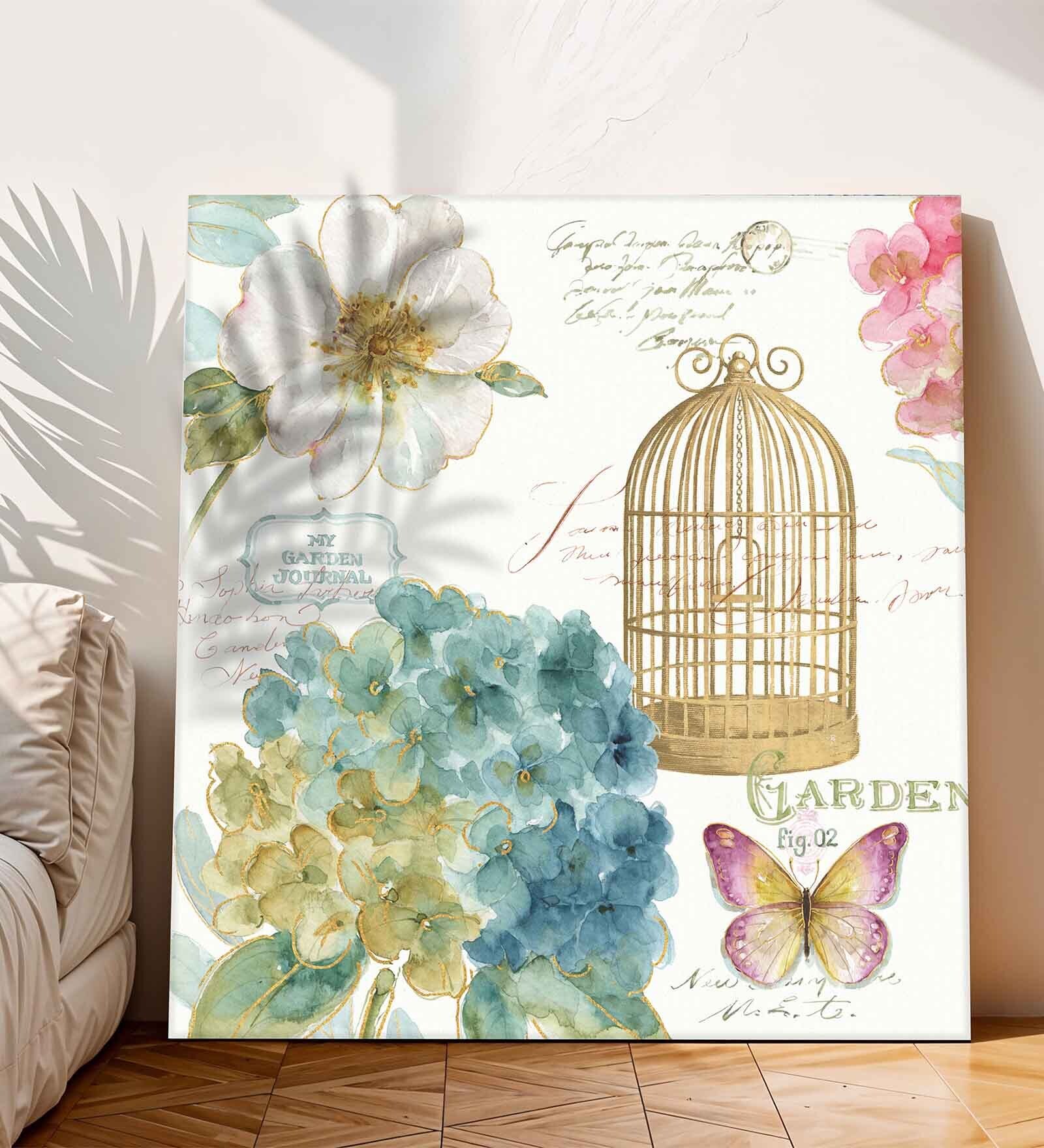 22 Inches Flower Ad Pinjra Canvas Stretched Wall Art Painting