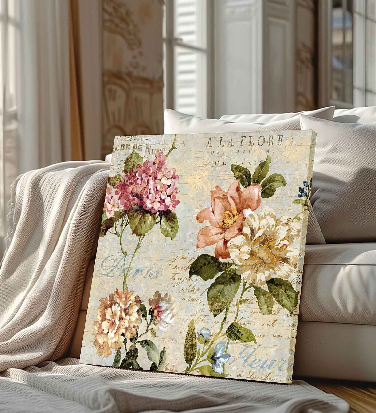 22 Inches Flowers Canvas Stretched Wall Art Painting