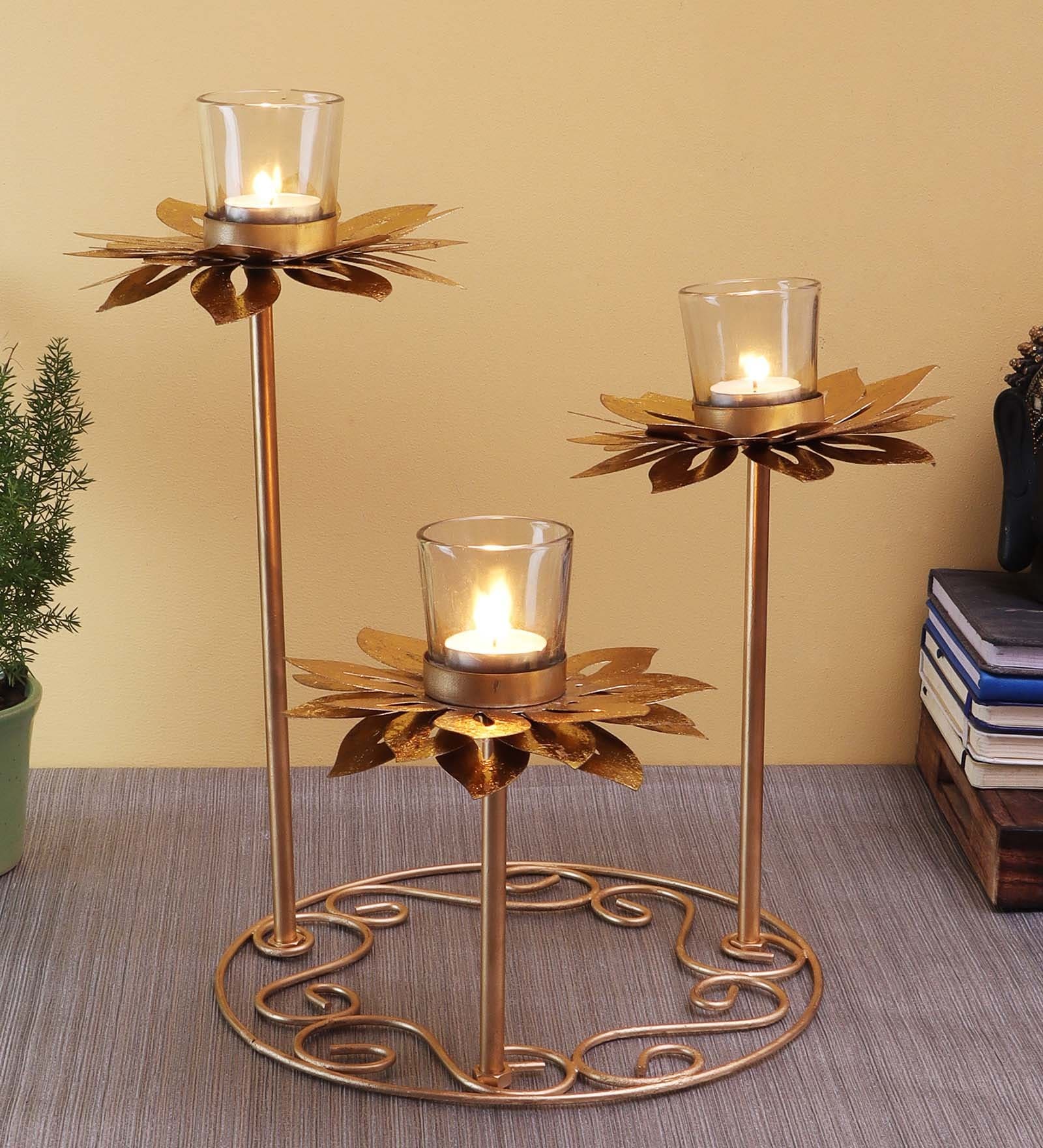 Tealight Holder with Flower Cut Leaves