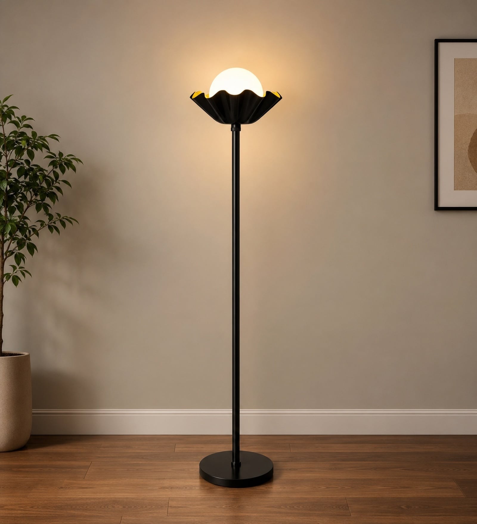 Flower Floor Lamp With Ball Colour Black