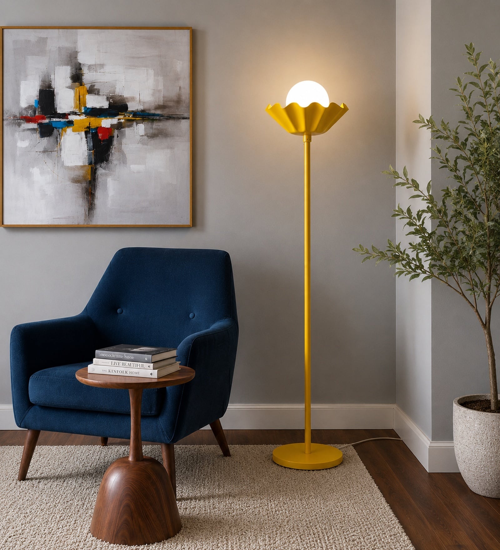 Flower Floor Lamp With Ball Colour Yellow