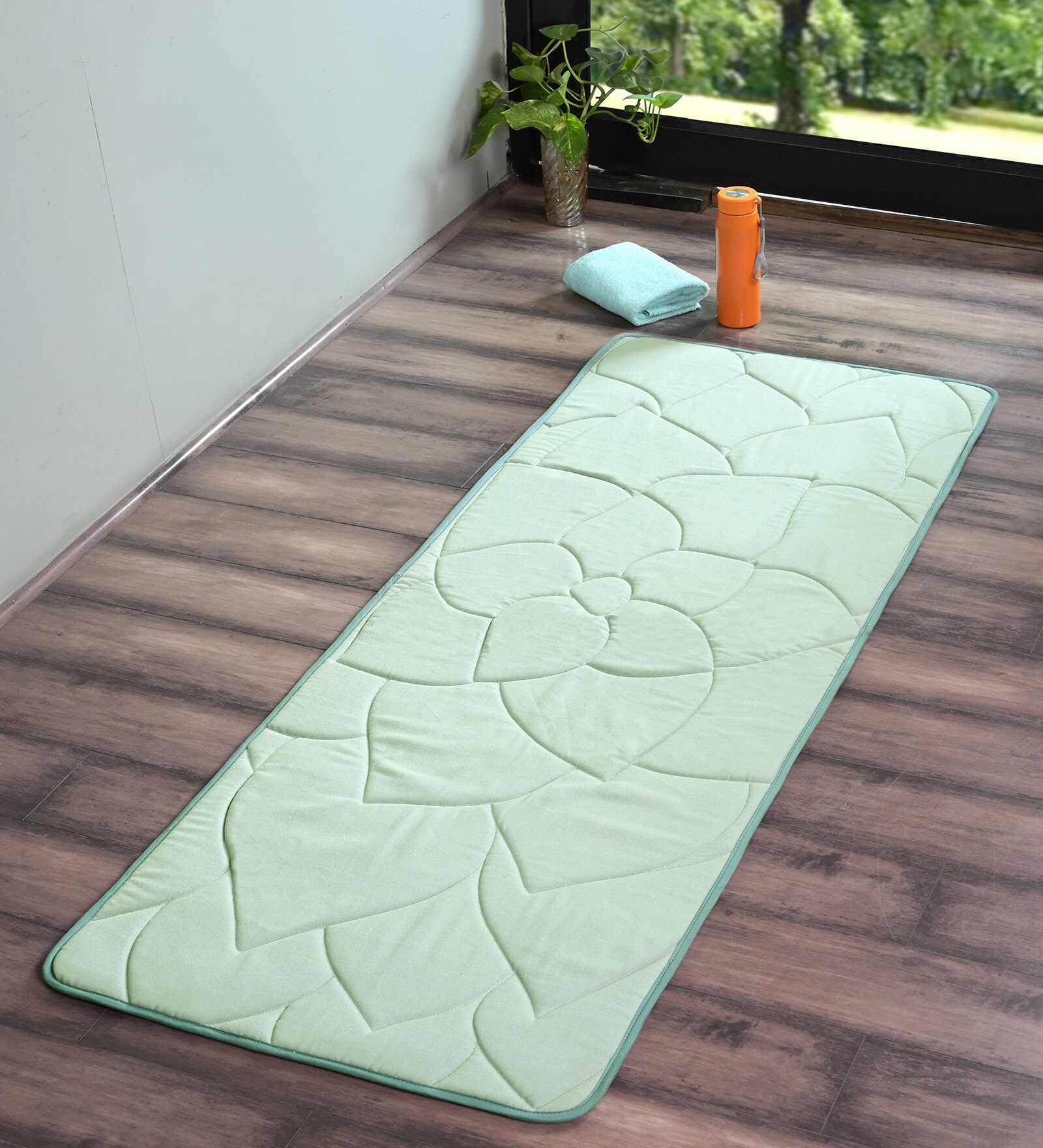 Green Flower Micro Yoga Mat