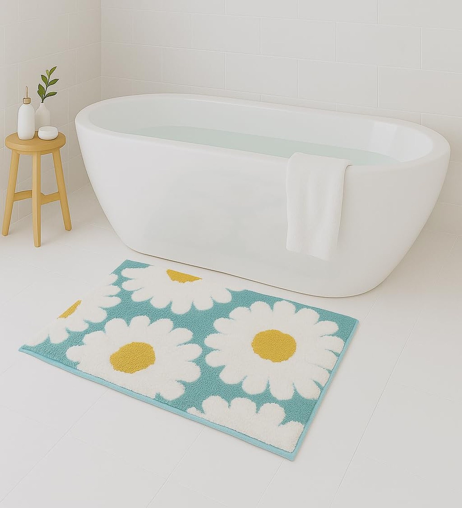 Flower Microfiber 16x24 Inches Super Soft Bath Mat
