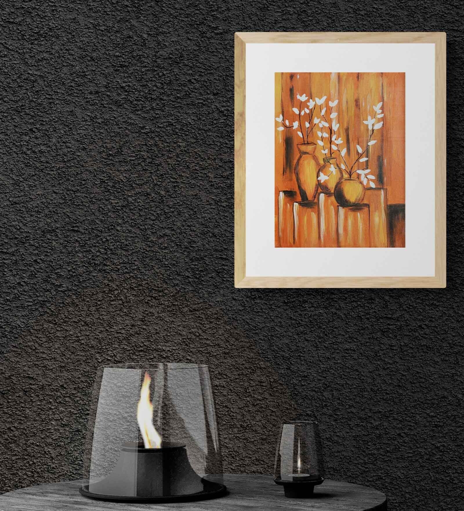 Flower Pots Handmade Acrylic Paint On Canvas Unframed