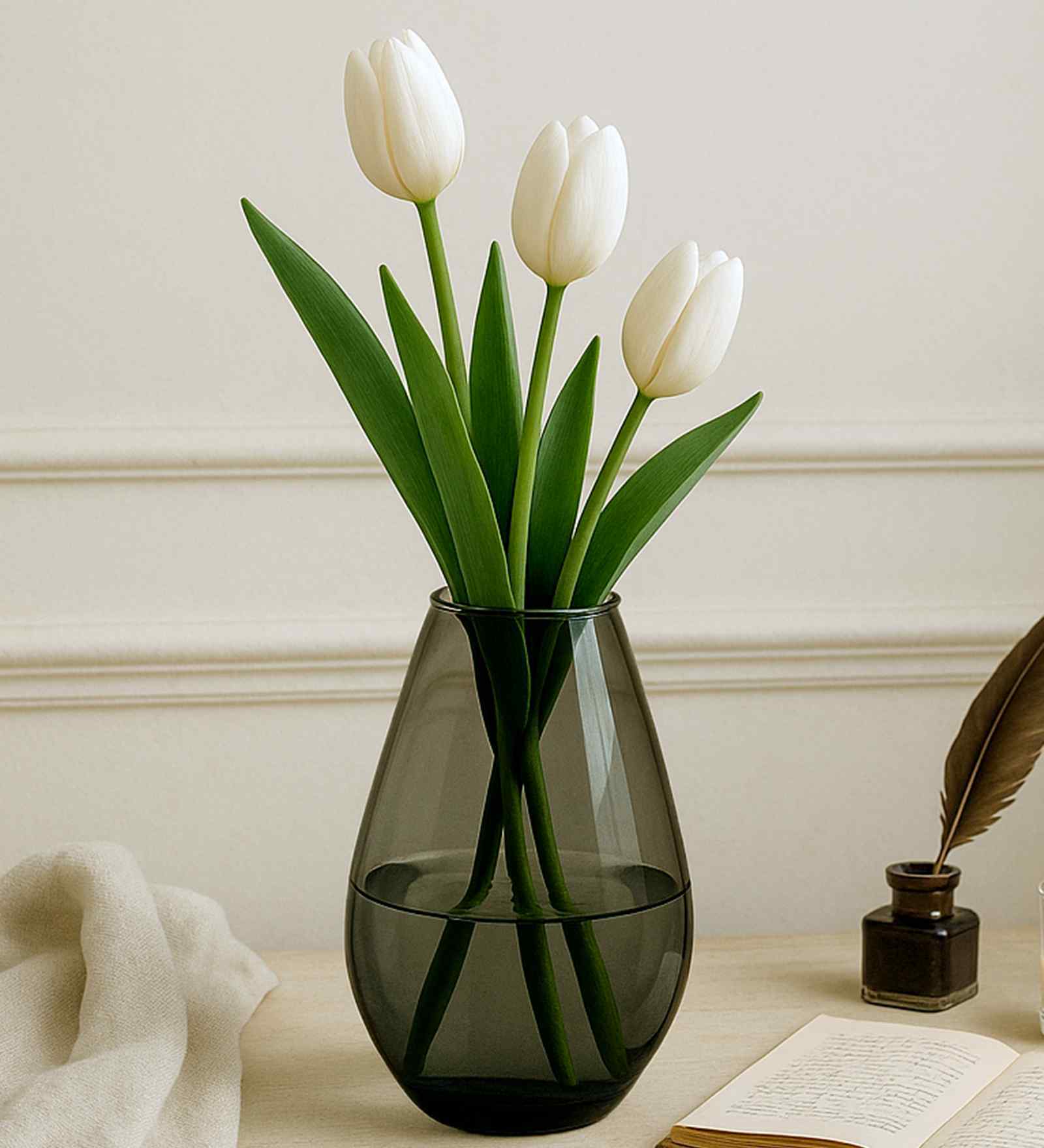 Black Glass Flower Vase