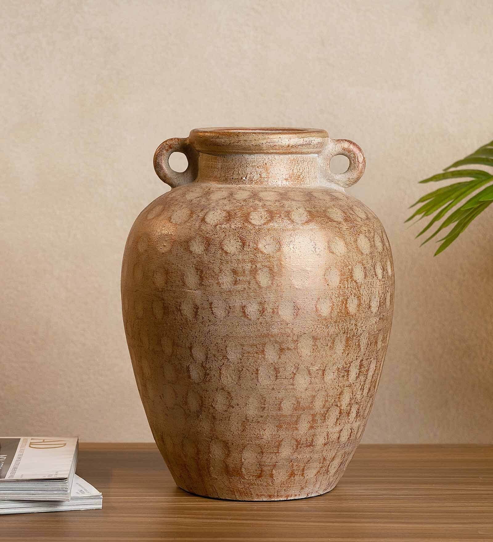 (1Pc) Gold Terracotta Decorative Vase For Living Room Decor