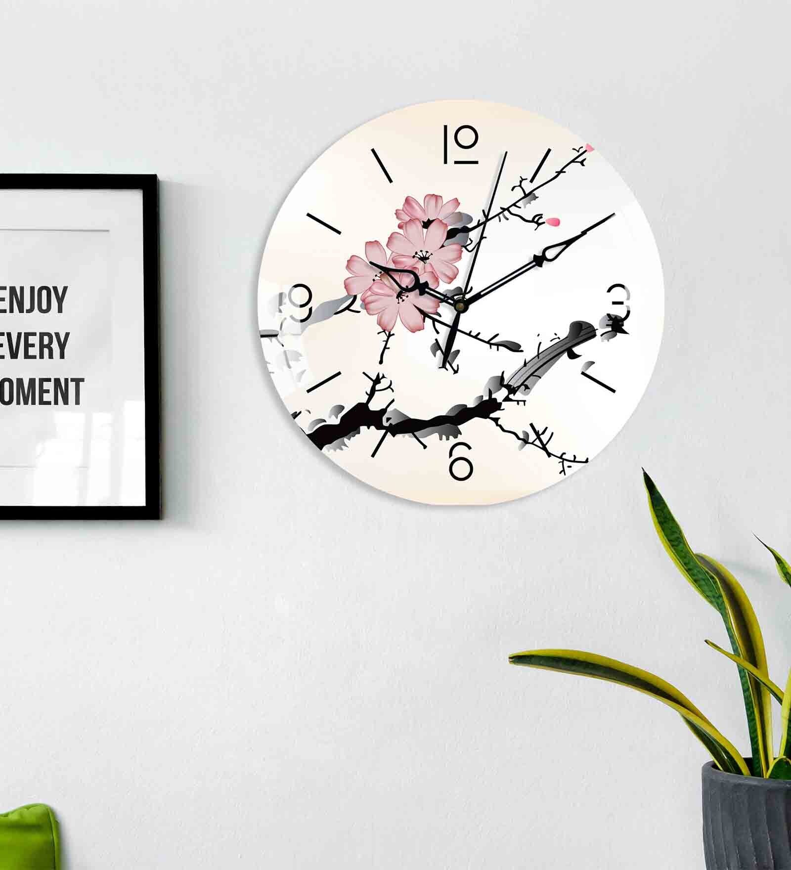 Buy Flowers & Bracnhes Acrylic Wall Clock at 15% OFF by The Next Decor ...