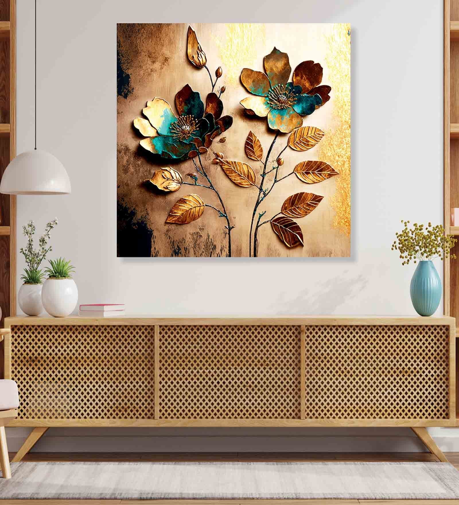 Buy Flowers Multicolour Canvas Framed Wall Painting at 35% OFF by ...