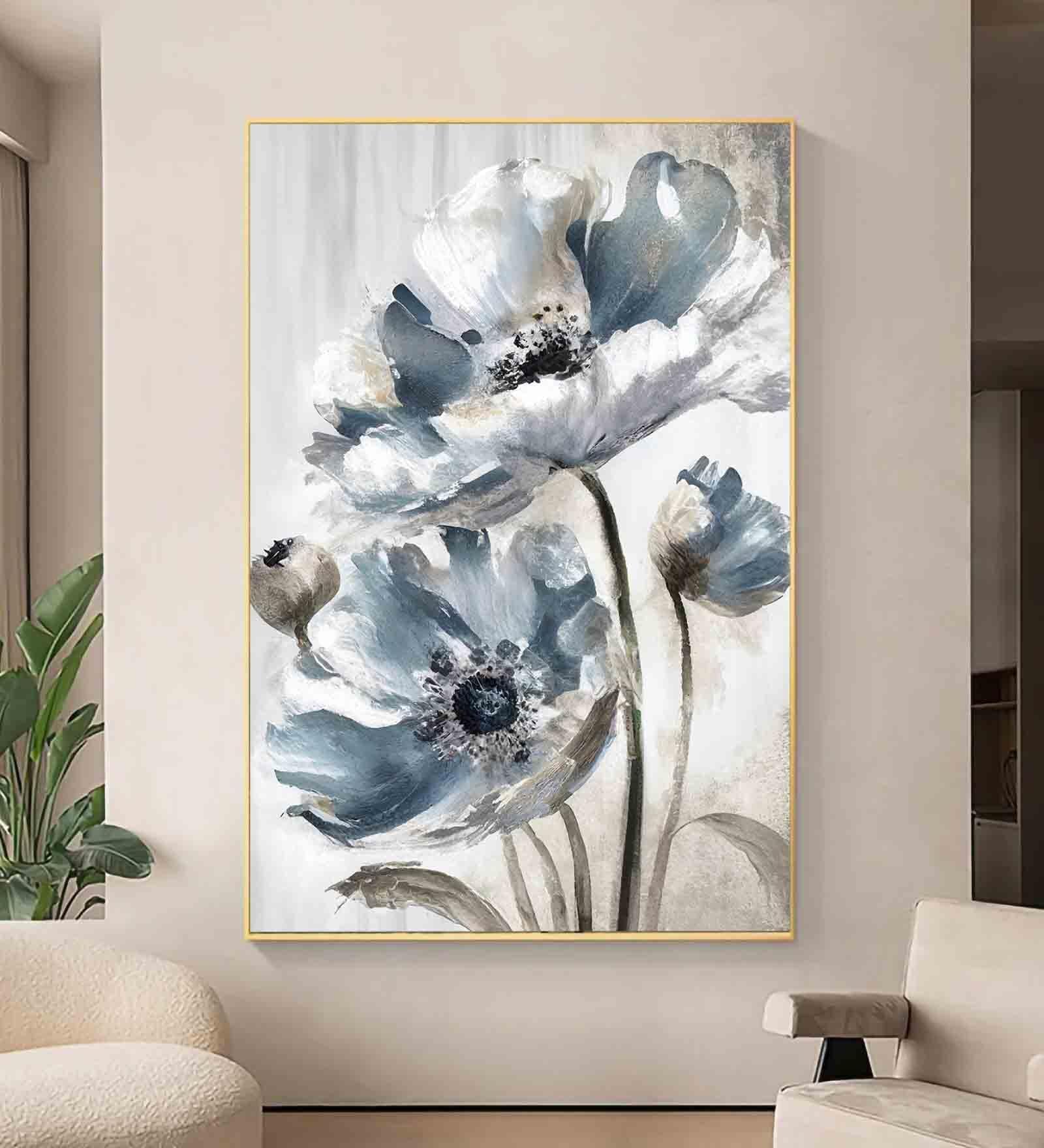 Buy Flowers Multicolour Engineered Wood Framed Canvas Wall Painting At 