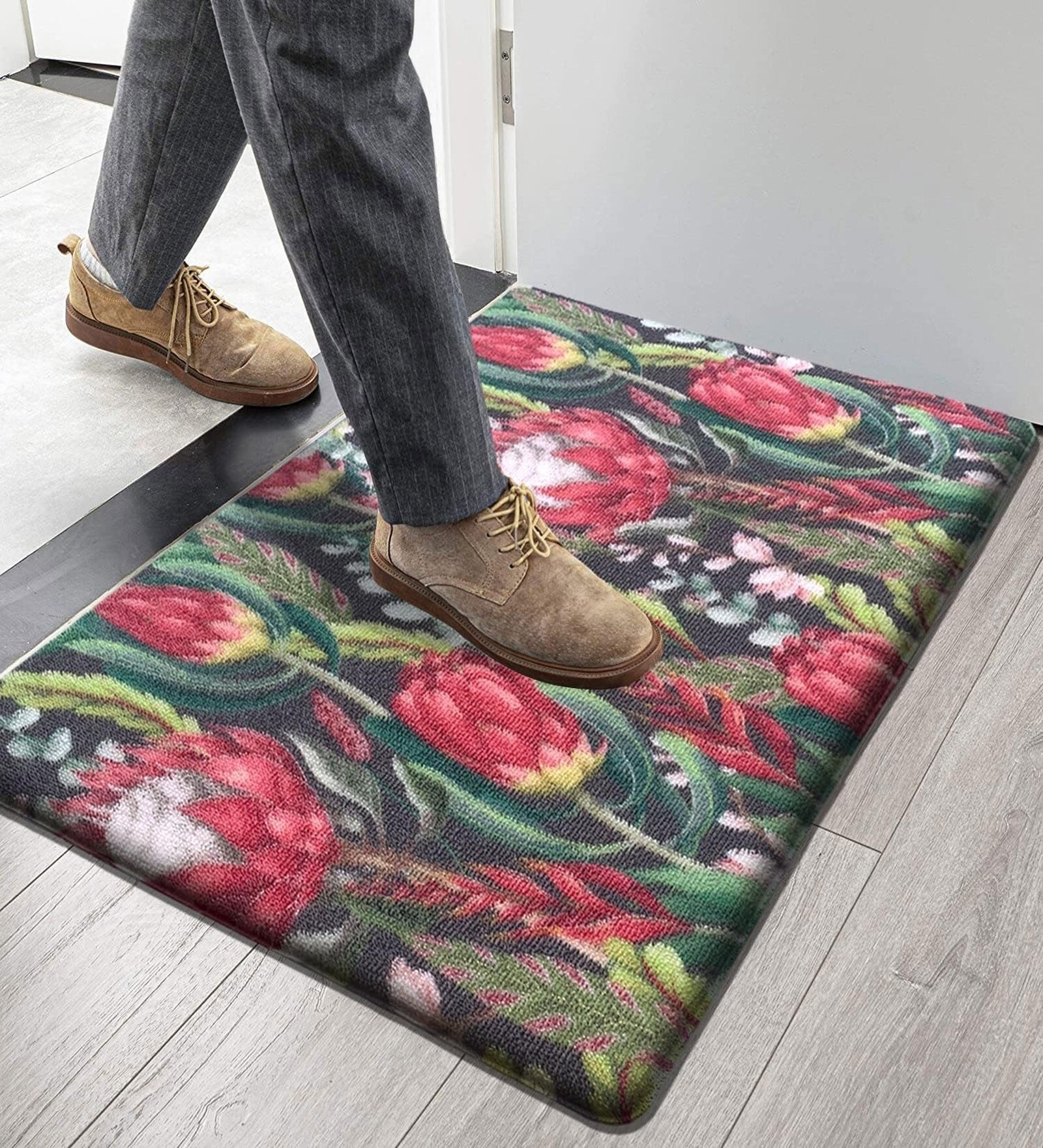 Flowers PVC 18x30 Inches Anti Skid Door Mat