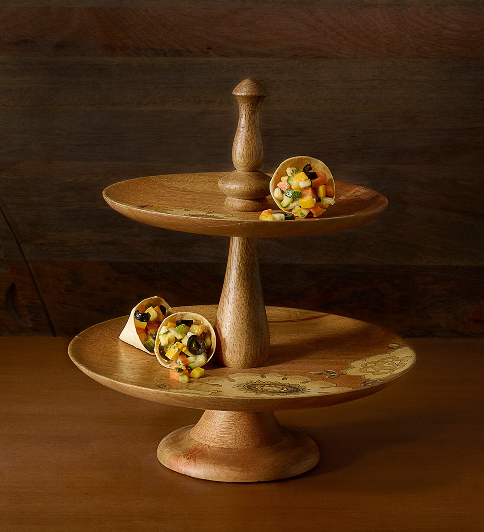 Buy Fluer D'or Mango Wood Cake Stand by Ellementry Online Cake Stands