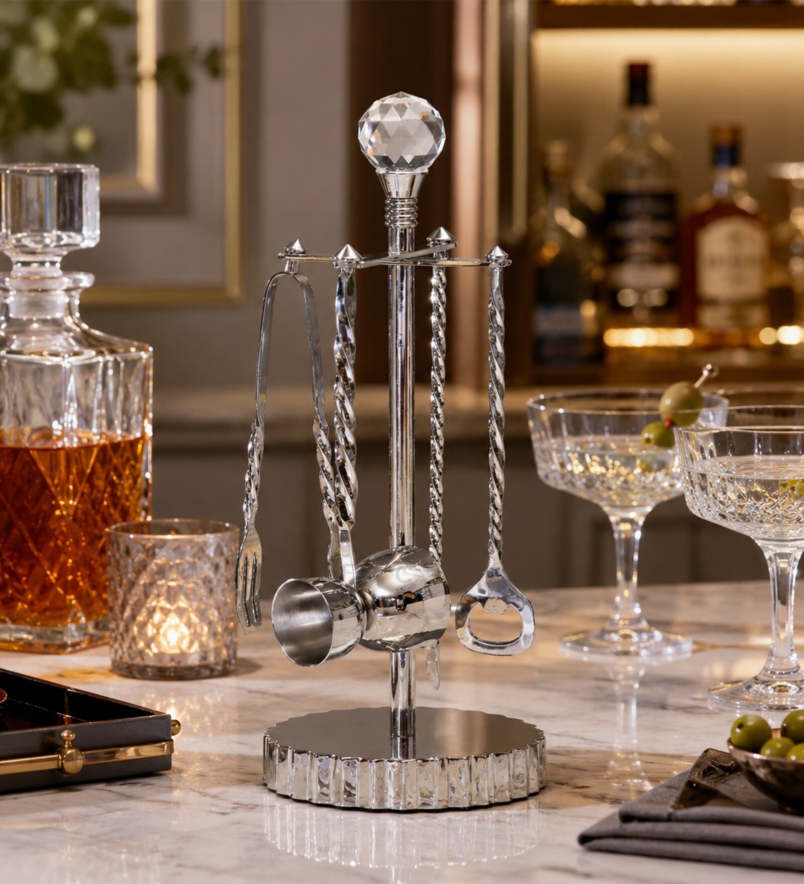 Silver Fluted Bar Set