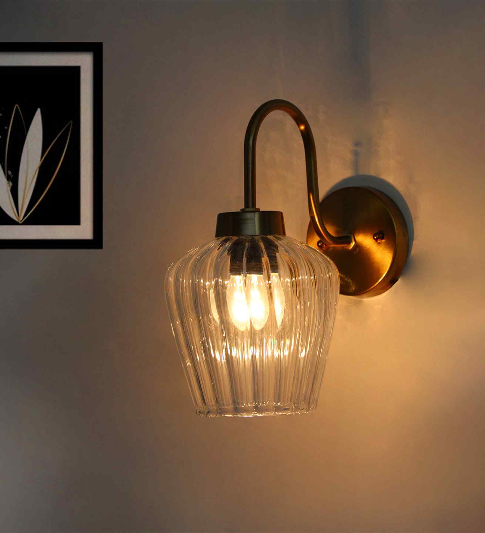 Fluted Clear Down Tulip Shape Wall Light