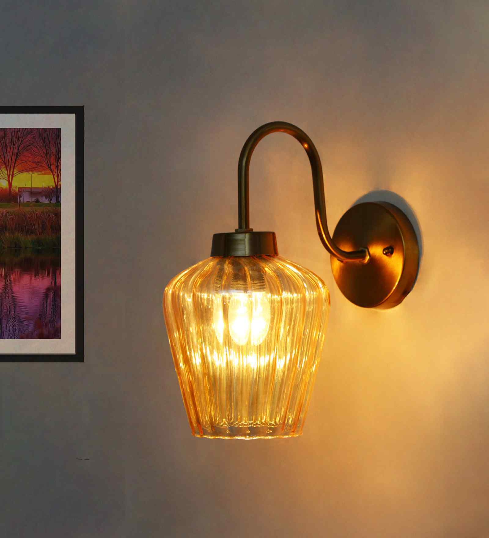 Fluted Gold Down Tulip Wall Light