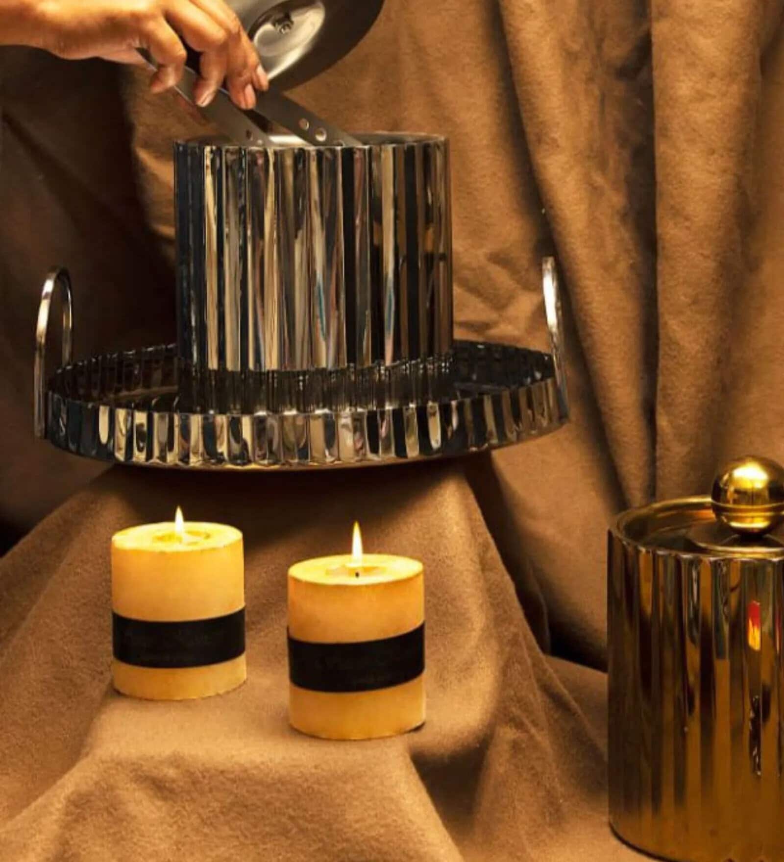 Fluted Stainless Steel Ice Bucket (Silver)