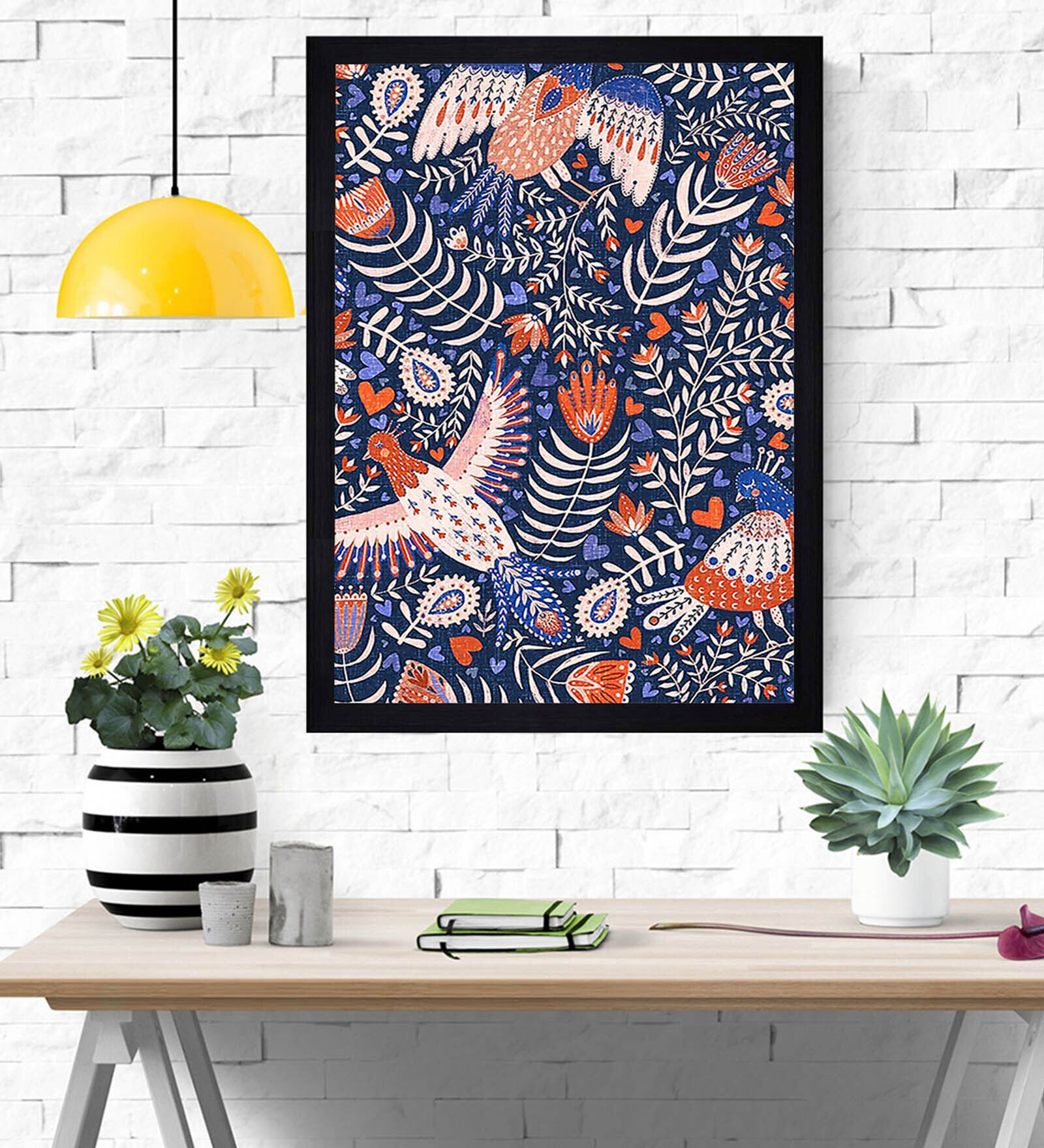 Flying Birds Texture Paper Framed Art Print 