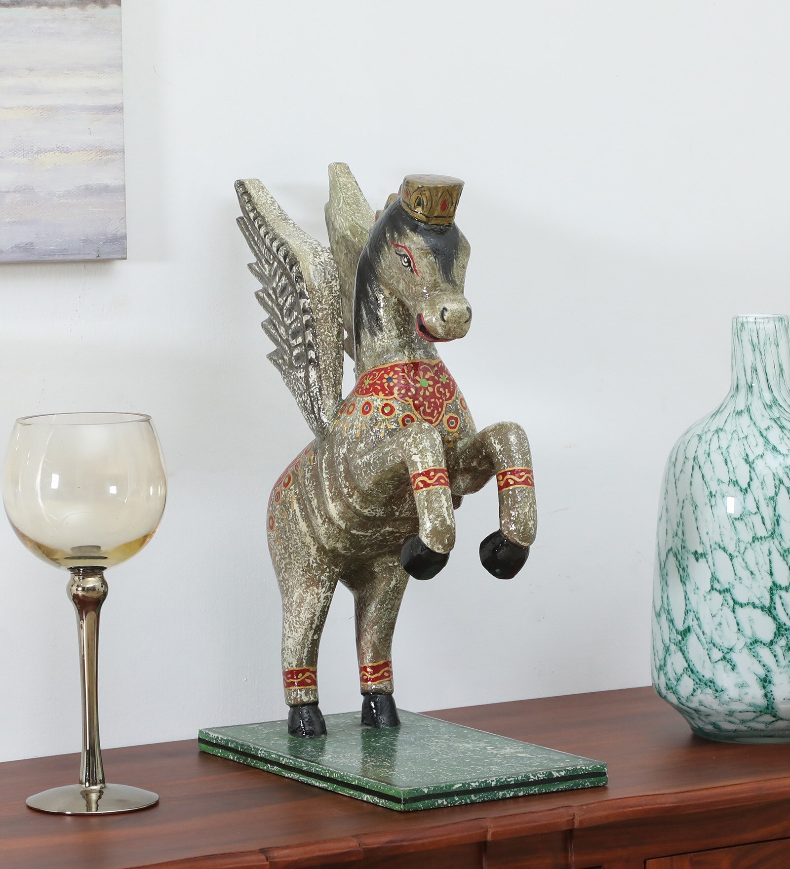 Flying Horse Multicolour Wood Figurines