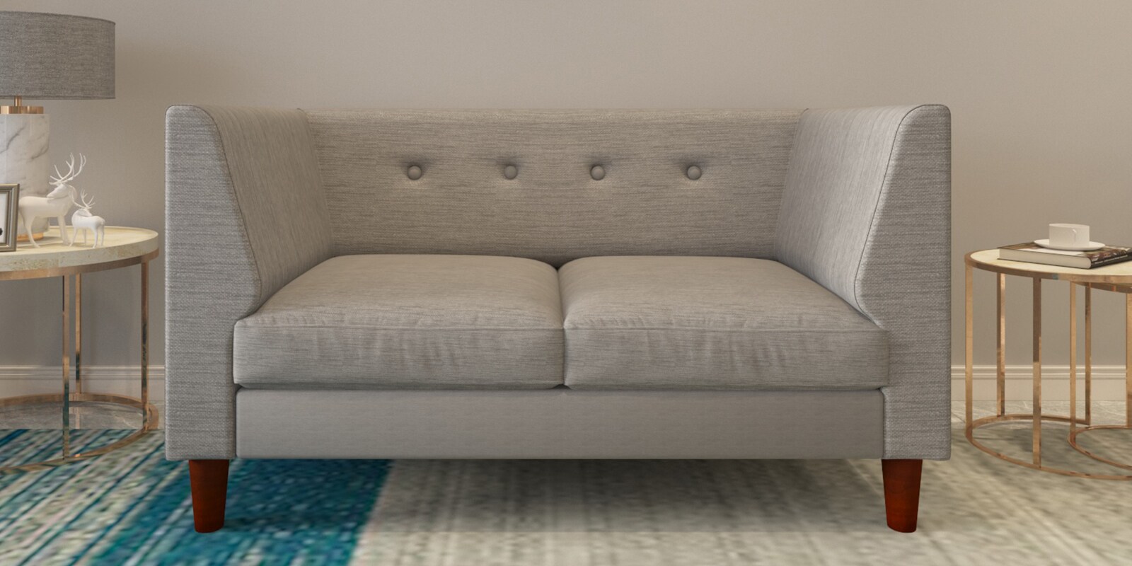 Flamingo Fabric 2 Seater Sofa in Grey Colour