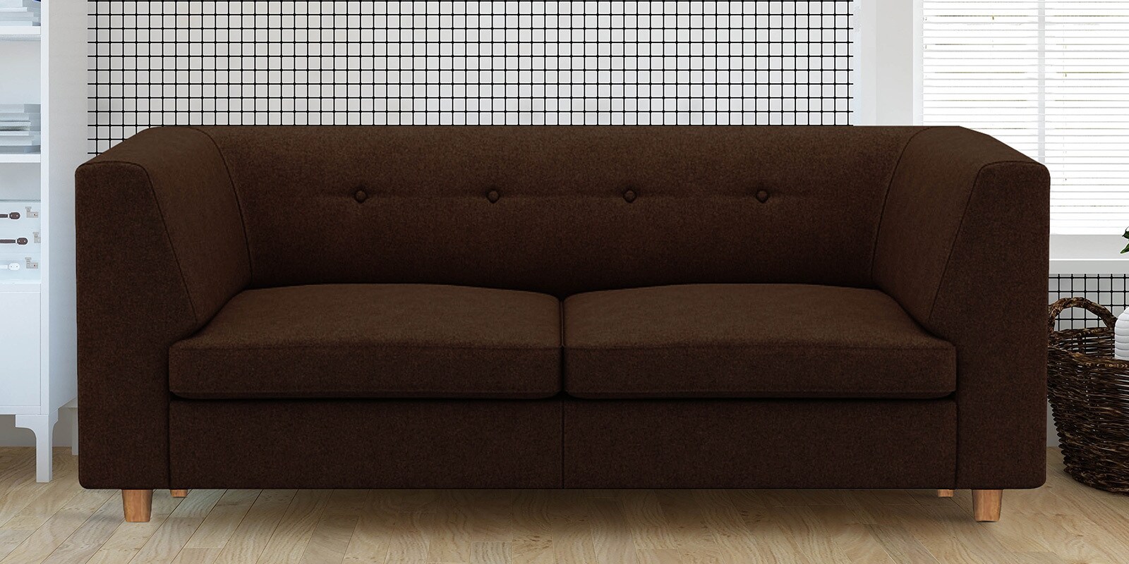 Buy Flamingo Fabric 2 Seater Sofa in Dark Brown Colour at 32 OFF by