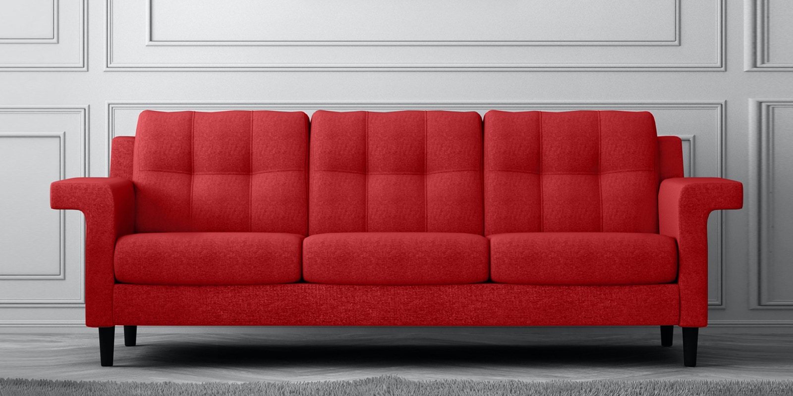 Flight Fabric 3 Seater Sofa in Red Colour Flight Fabric 3 Seater Sofa in Red Colour